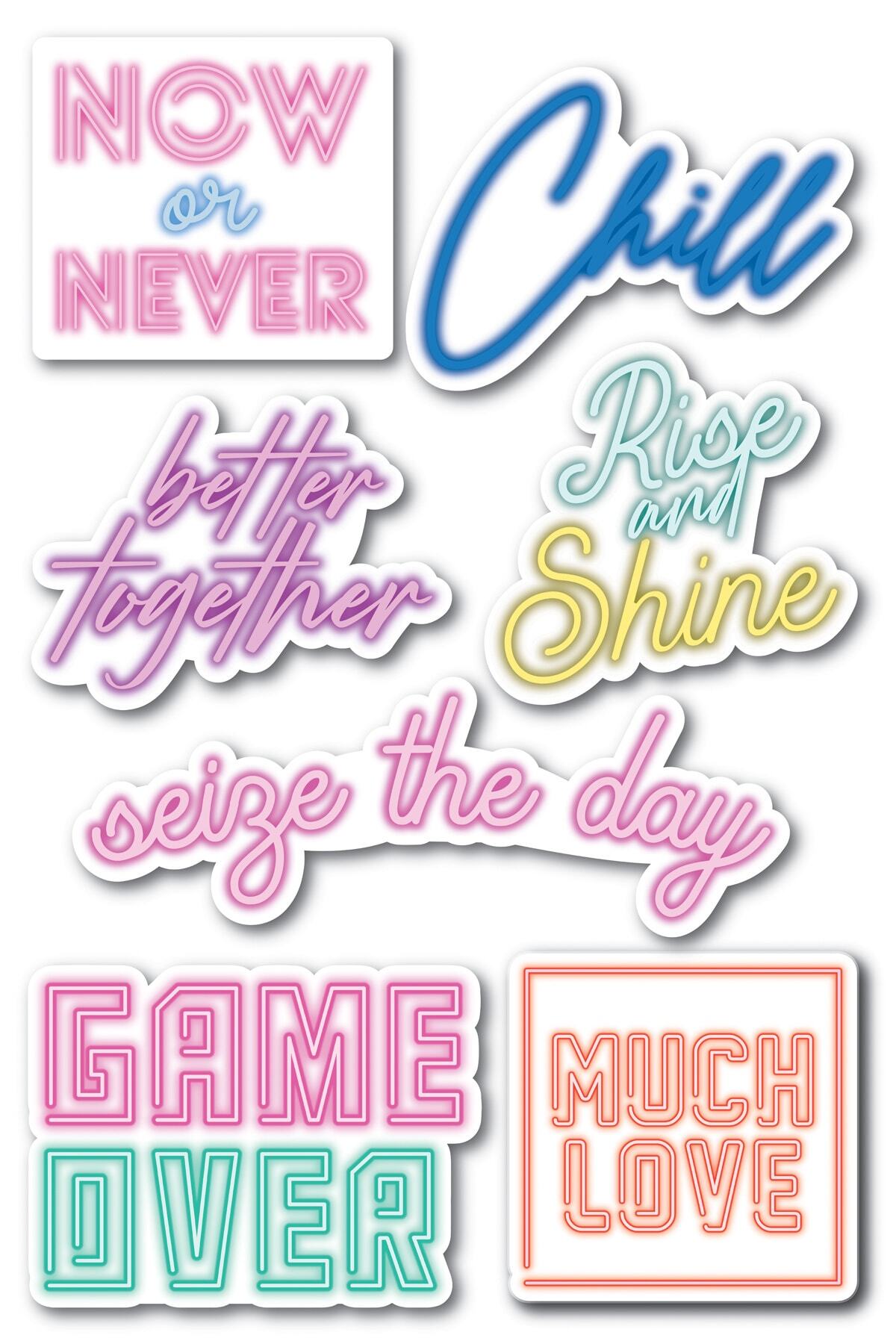 Motivasyon Temalı Sticker Seti - 7 Adet Etiket Seti- Telefon, Tablet, Defter Laptop Uyumlu Etiket