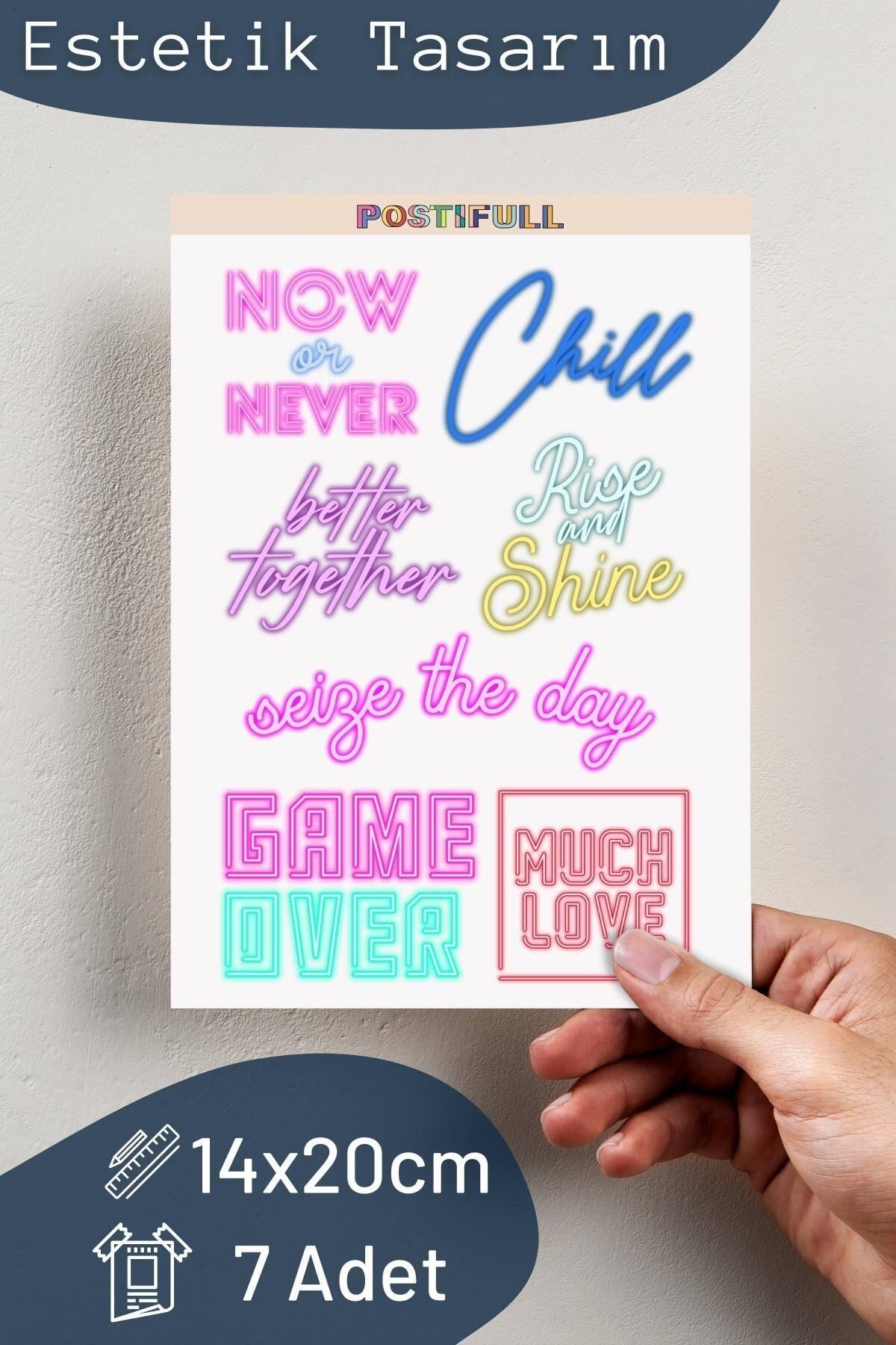 Motivasyon Temalı Sticker Seti - 7 Adet Etiket Seti- Telefon, Tablet, Defter Laptop Uyumlu Etiket