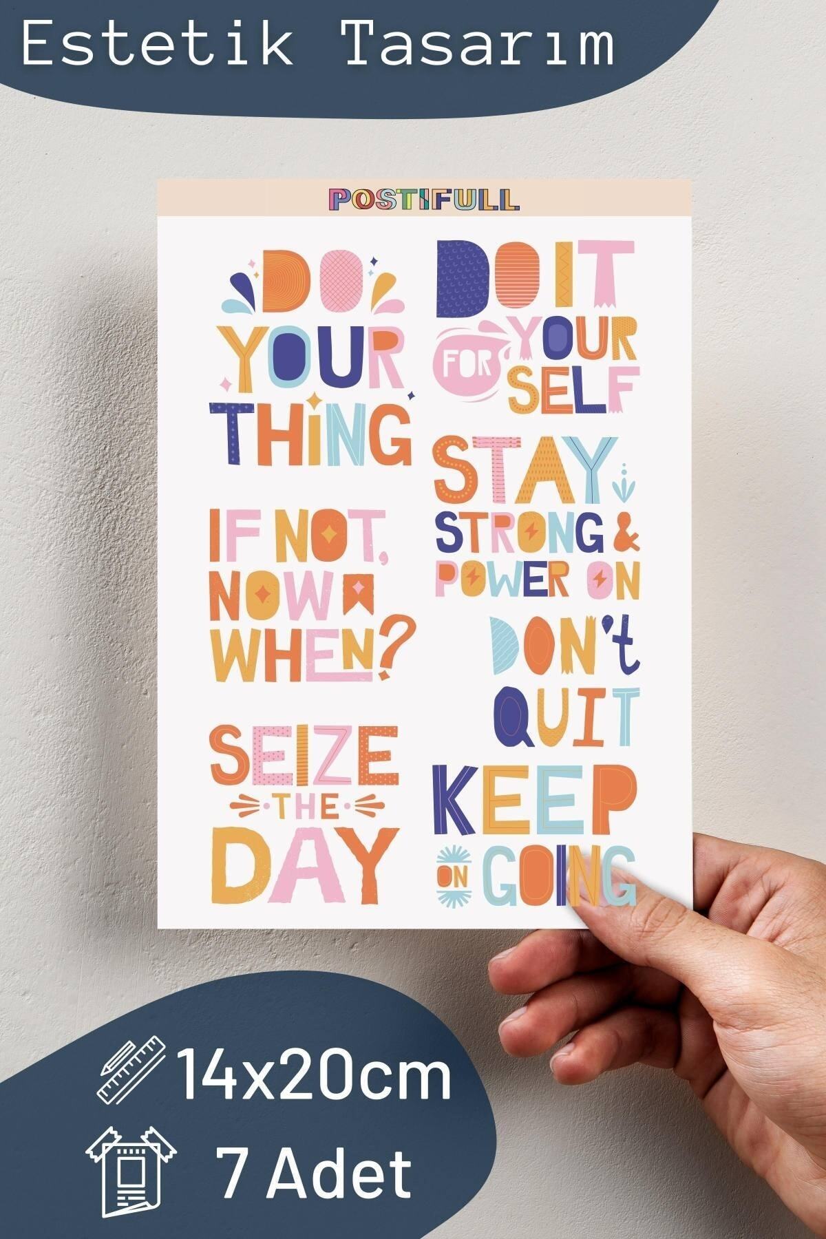 Motivasyon Temalı Sticker Seti - 7 Adet Etiket Seti- Telefon, Tablet, Defter Laptop Uyumlu Etiket