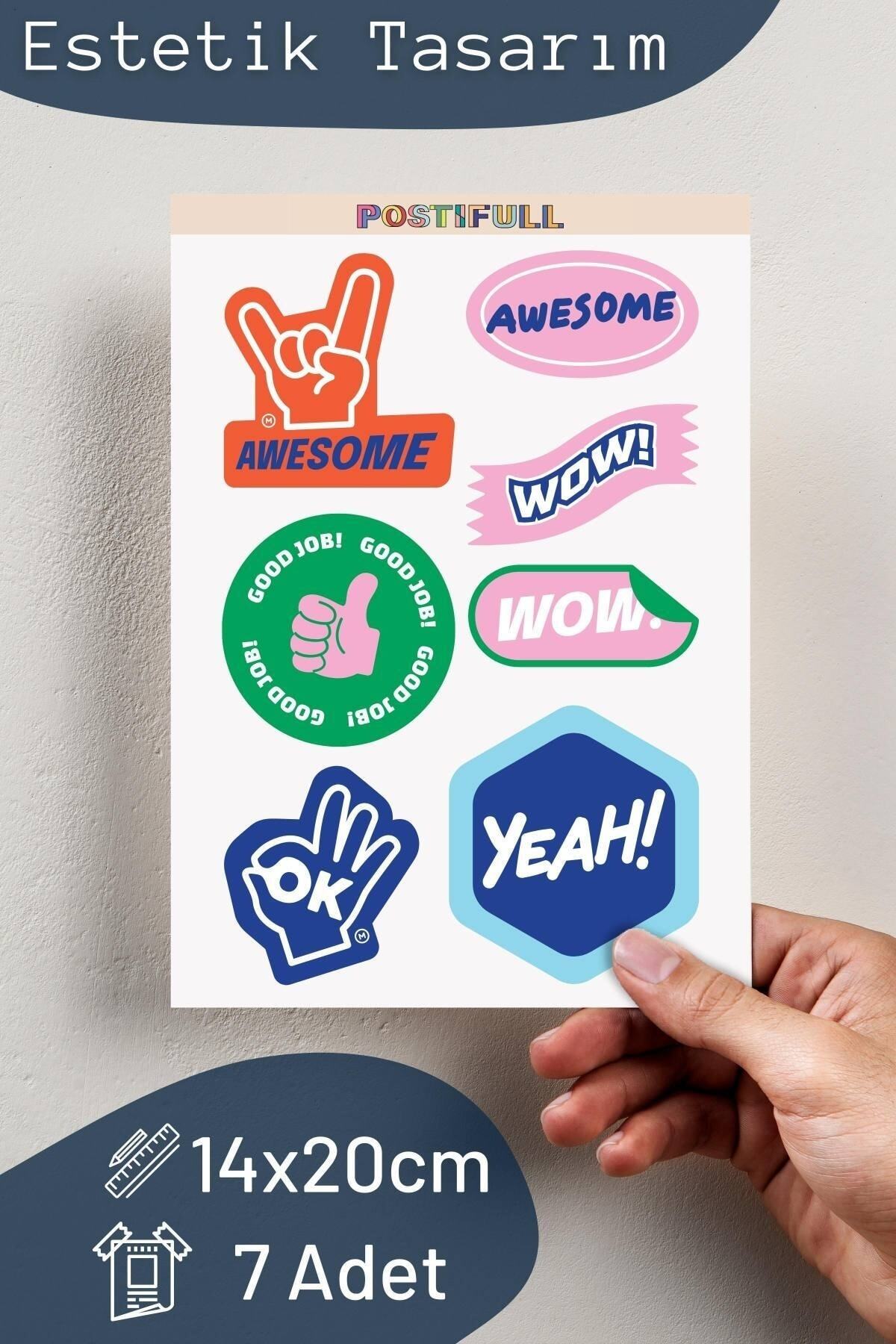 Motivasyon Temalı Sticker Seti - 7 Adet Etiket Seti- Telefon, Tablet, Defter Laptop Uyumlu Etiket