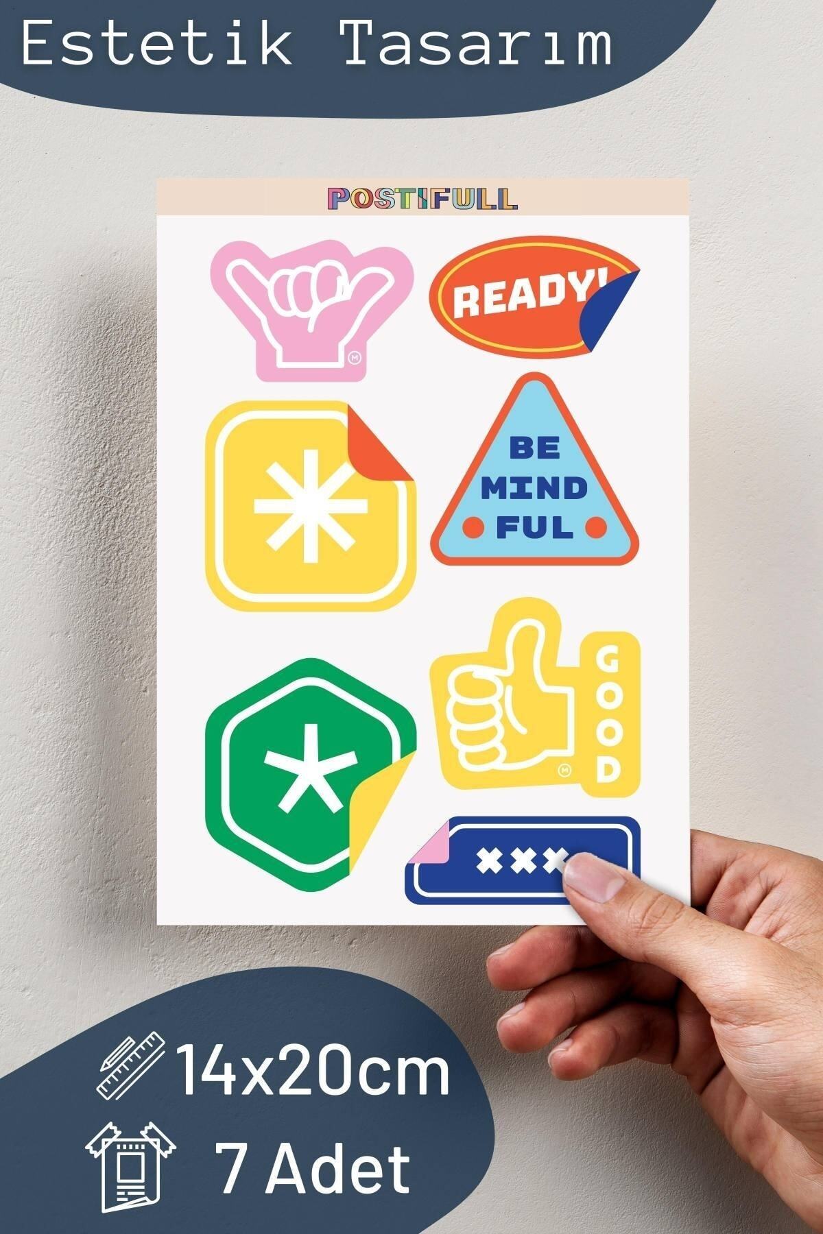 Motivasyon Temalı Sticker Seti - 7 Adet Etiket Seti- Telefon, Tablet, Defter Laptop Uyumlu Etiket