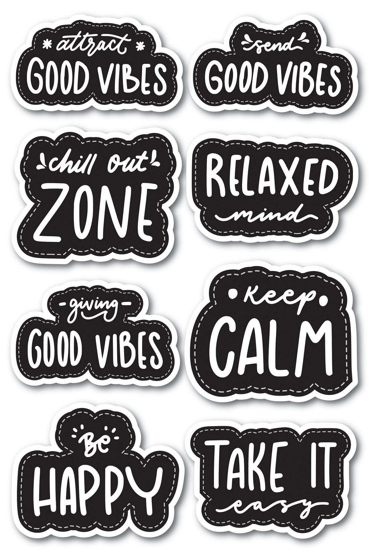 Motivasyon Temalı Sticker Seti - 8 Adet Etiket Seti- Telefon, Tablet, Defter Laptop Uyumlu Etiket