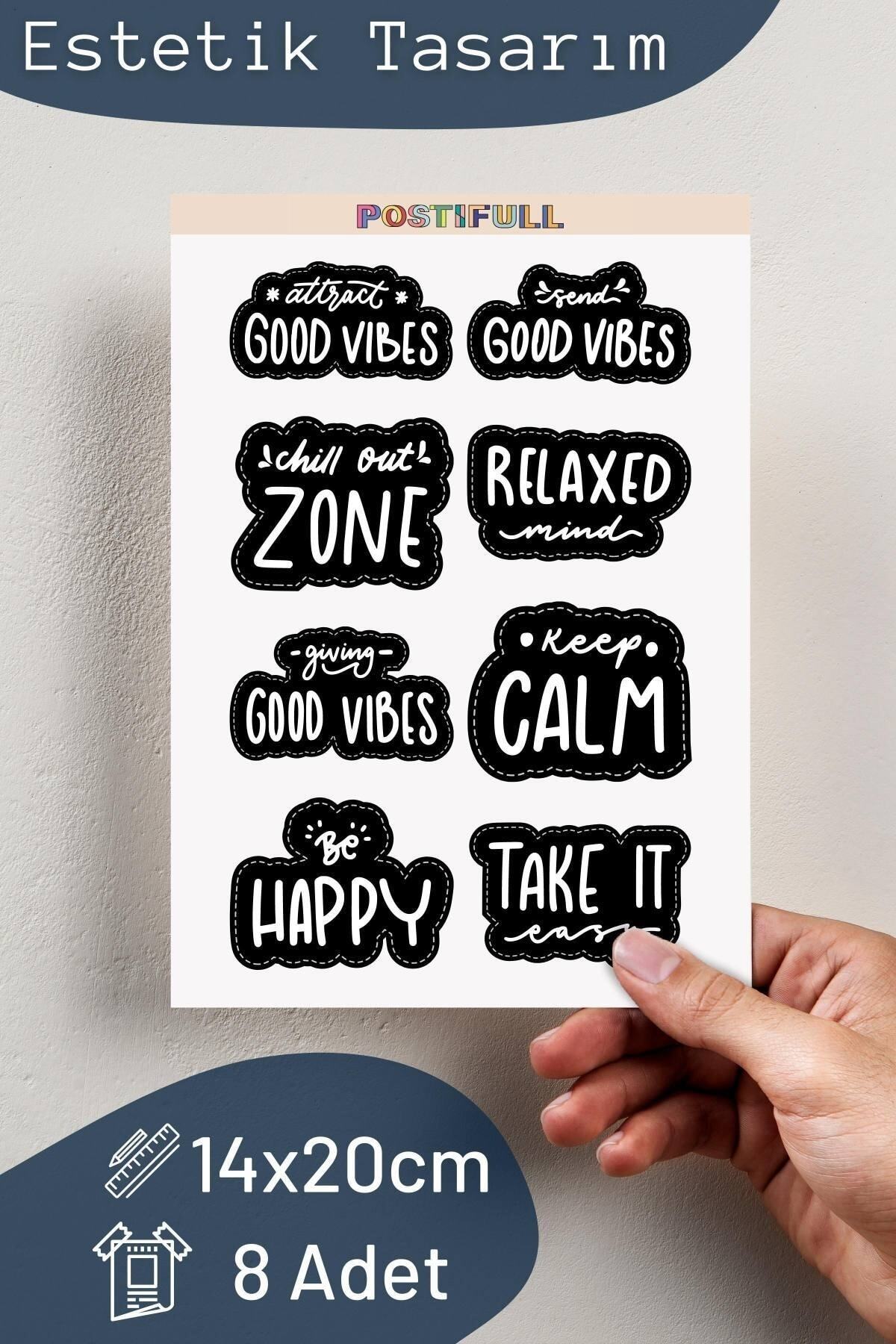 Motivasyon Temalı Sticker Seti - 8 Adet Etiket Seti- Telefon, Tablet, Defter Laptop Uyumlu Etiket