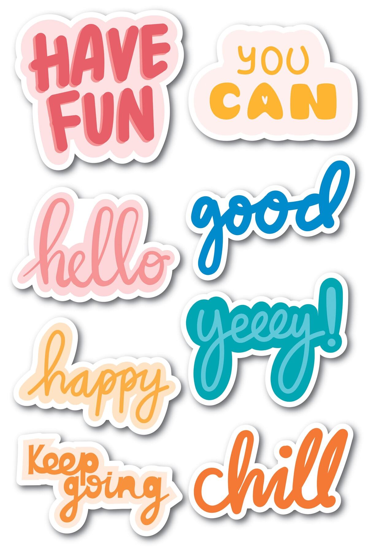 Motivasyon Temalı Sticker Seti - 8 Adet Etiket Seti- Telefon, Tablet, Defter Laptop Uyumlu Etiket