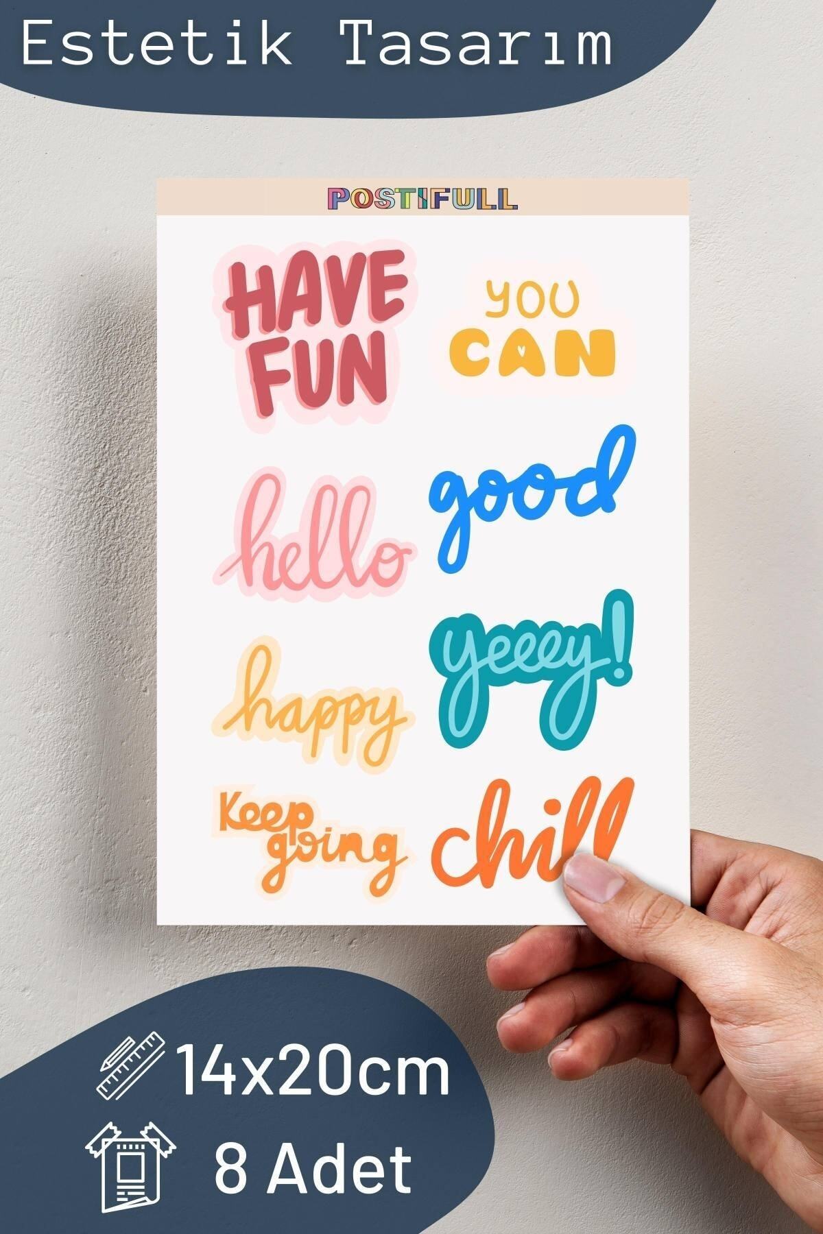 Motivasyon Temalı Sticker Seti - 8 Adet Etiket Seti- Telefon, Tablet, Defter Laptop Uyumlu Etiket