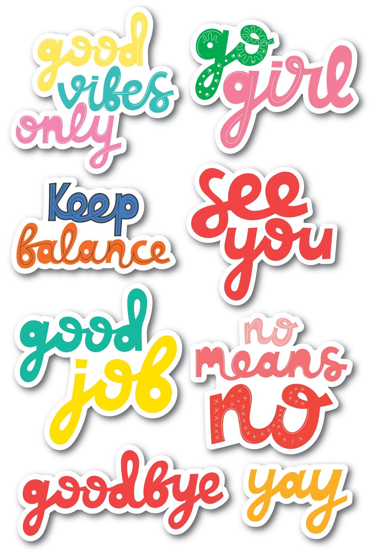 Motivasyon Temalı Sticker Seti - 8 Adet Etiket Seti- Telefon, Tablet, Defter Laptop Uyumlu Etiket