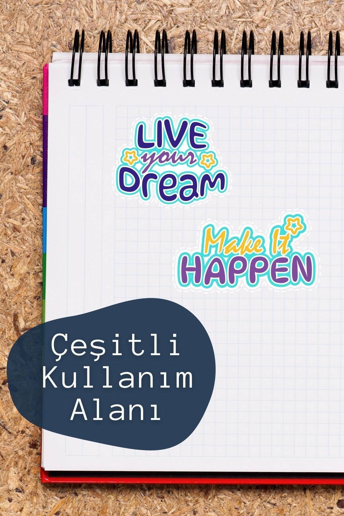 Motivasyon Temalı Sticker Seti - 8 Adet Etiket Seti- Telefon, Tablet, Defter Laptop Uyumlu Etiket