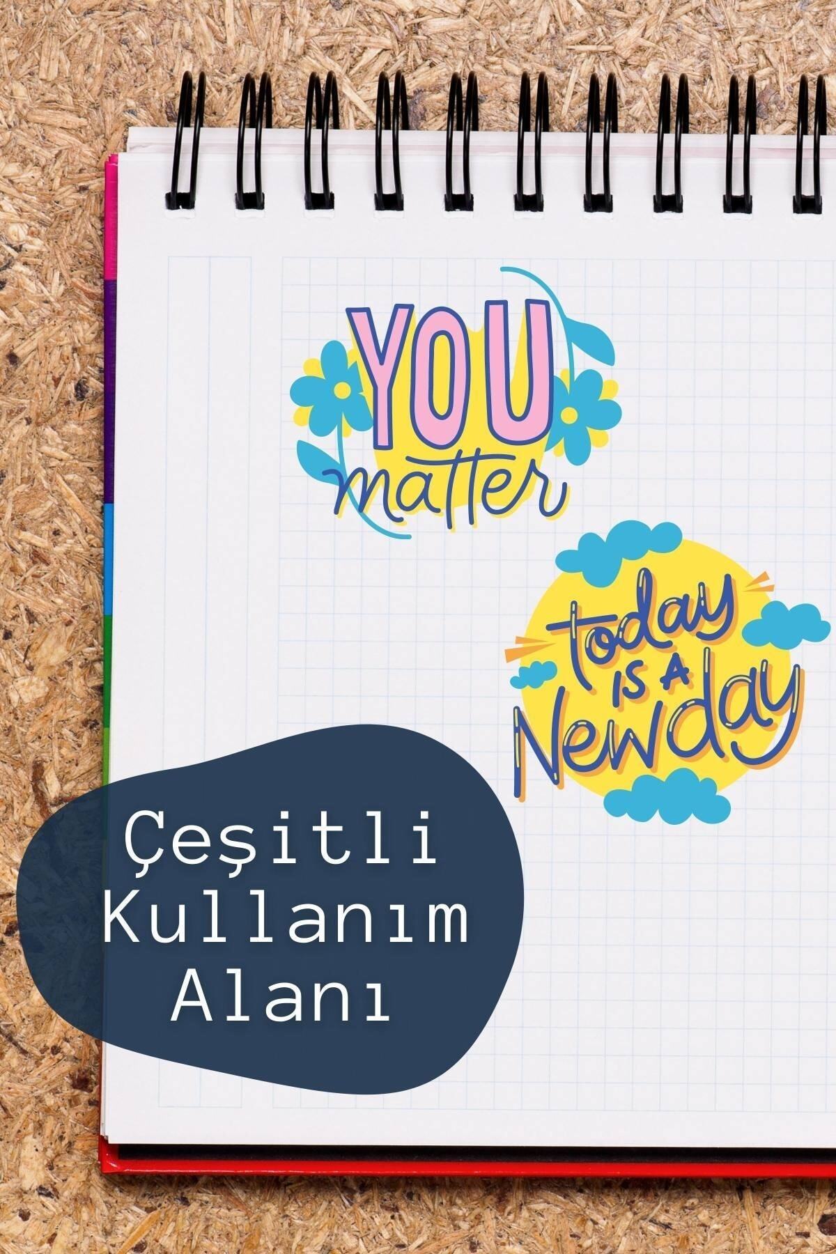Motivasyon Temalı Sticker Seti - 8 Adet Etiket Seti- Telefon, Tablet, Defter Laptop Uyumlu Etiket