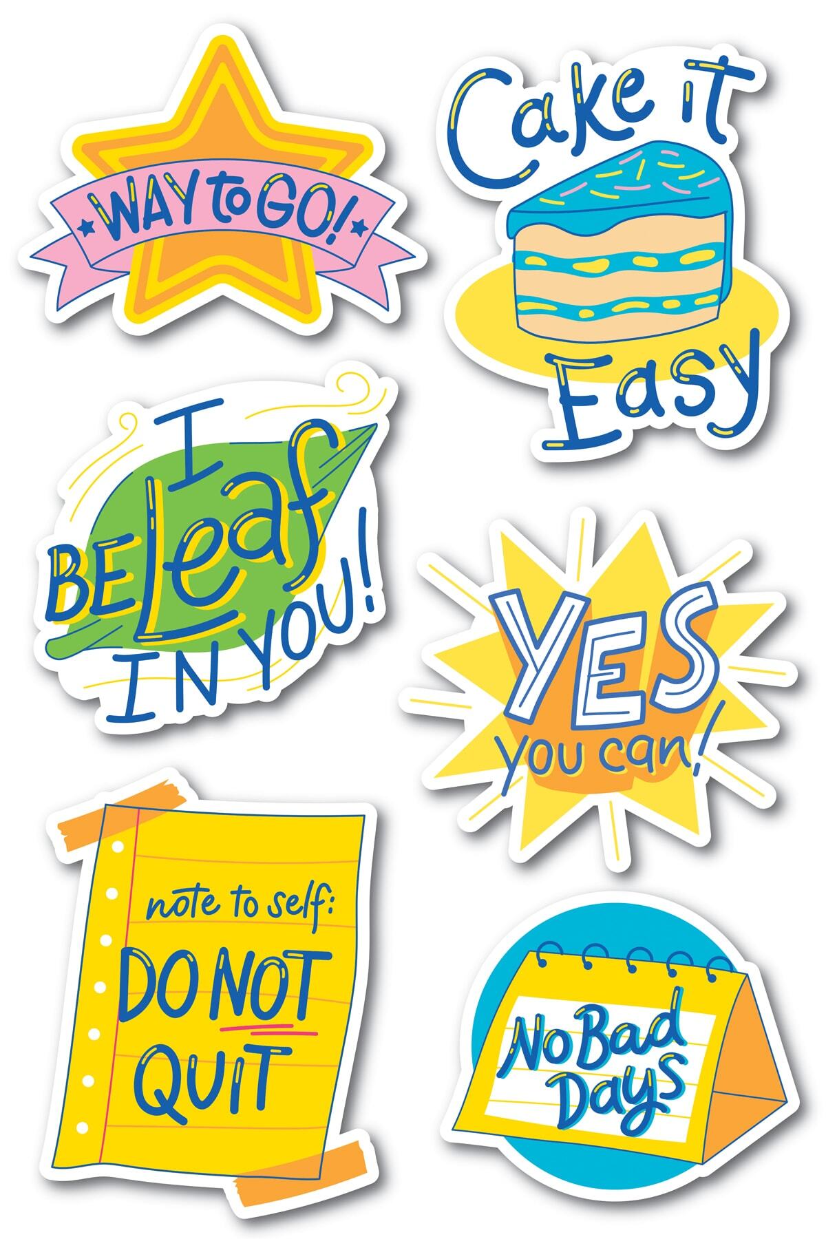 Motivasyon Temalı Sticker Seti - 8 Adet Etiket Seti- Telefon, Tablet, Defter Laptop Uyumlu Etiket