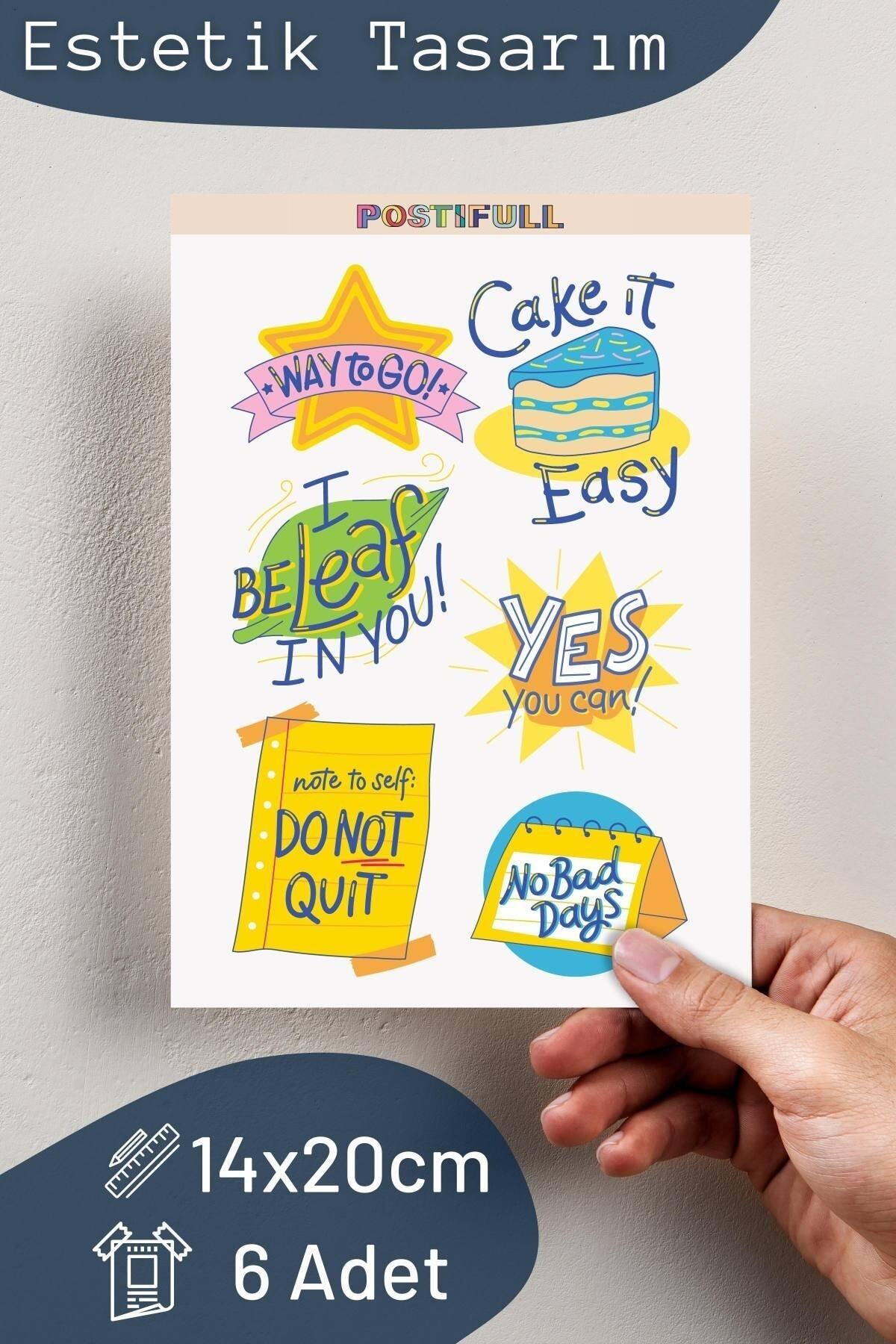 Motivasyon Temalı Sticker Seti - 8 Adet Etiket Seti- Telefon, Tablet, Defter Laptop Uyumlu Etiket