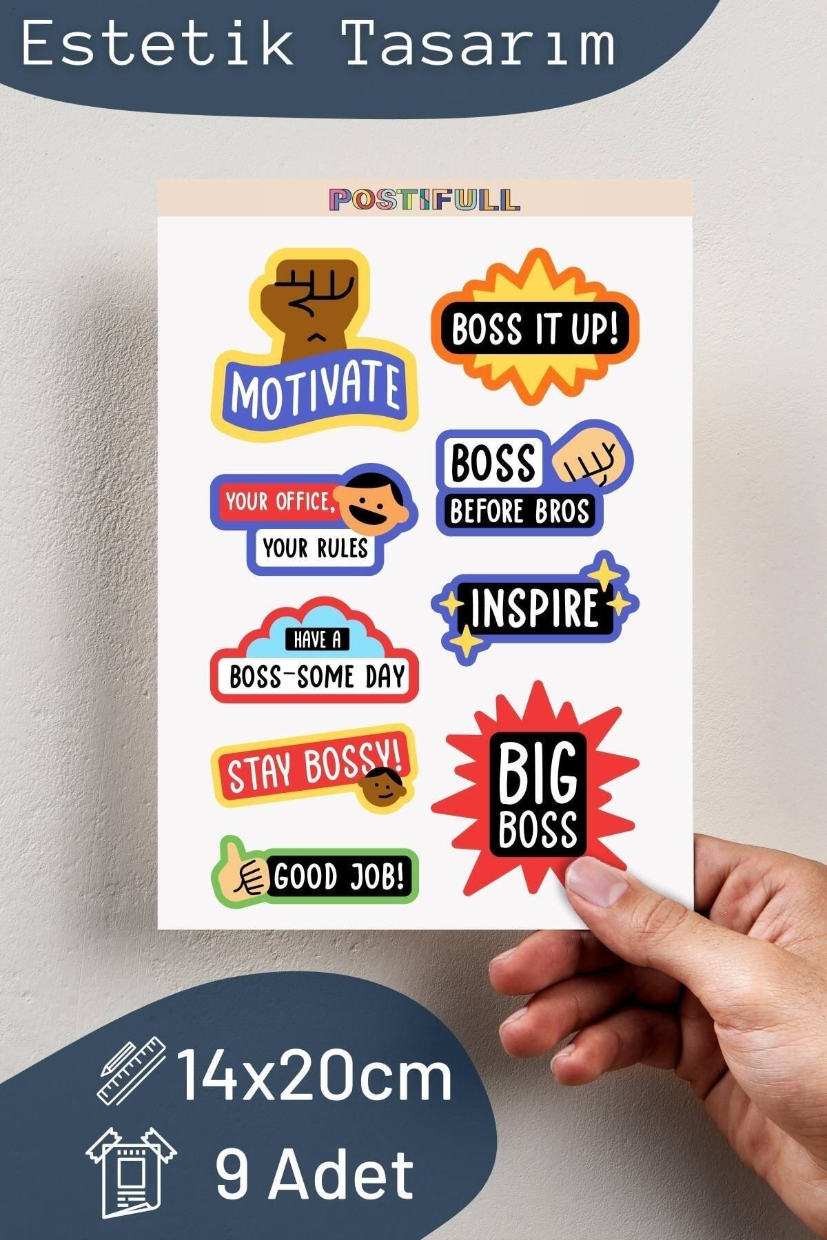 Motivasyon Temalı Sticker Seti - 9 Adet Etiket Seti- Telefon, Tablet, Defter Laptop Uyumlu Etiket