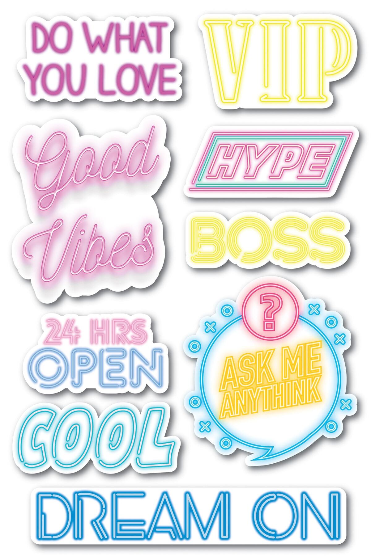 Motivasyon Temalı Sticker Seti - 9 Adet Etiket Seti- Telefon, Tablet, Defter Laptop Uyumlu Etiket