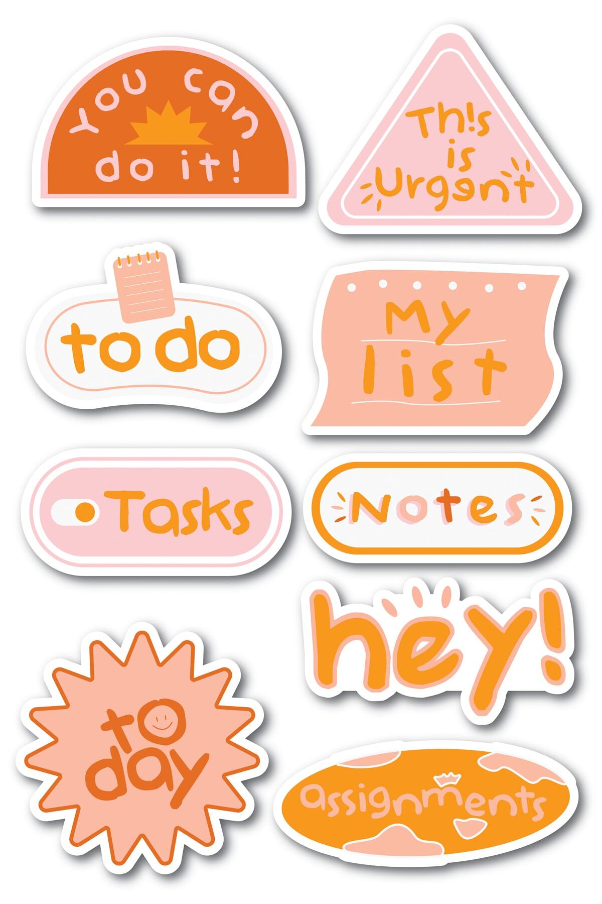 Motivasyon Temalı Sticker Seti - 9 Adet Etiket Seti- Telefon, Tablet, Defter Laptop Uyumlu Etiket