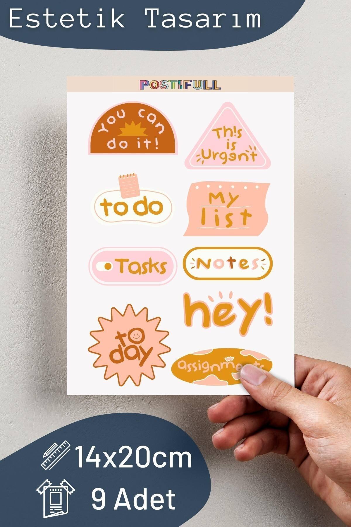 Motivasyon Temalı Sticker Seti - 9 Adet Etiket Seti- Telefon, Tablet, Defter Laptop Uyumlu Etiket