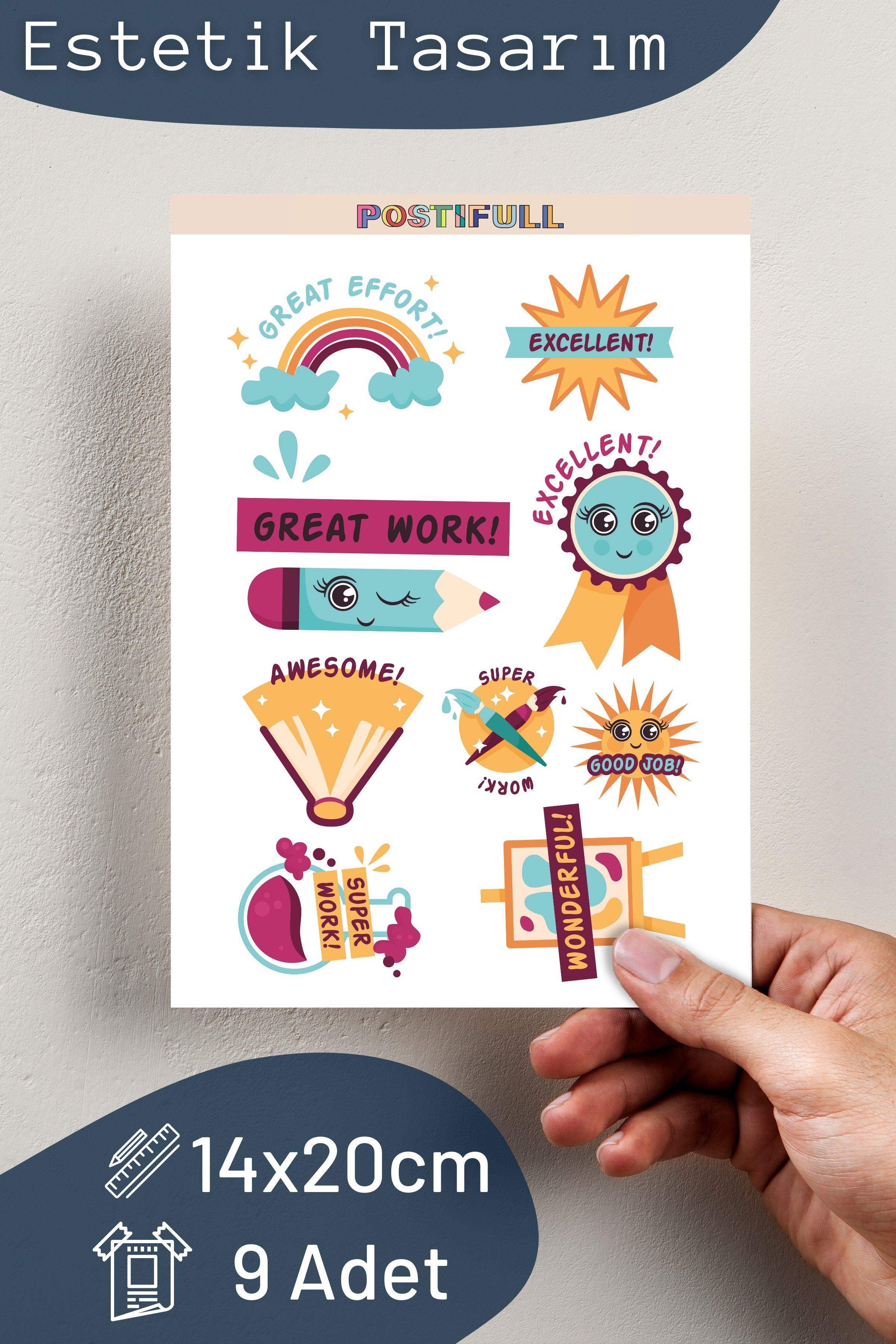 Motivasyon Temalı Sticker ve Etiket Seti - Orta Boy - Su Geçirmez, Kalın Yapışkanlı Sticker Seti