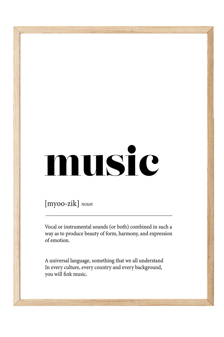 Müzik Tanımı Tipografisi Comfort Serisi Poster – Ahşap Çerçeveli Tablo