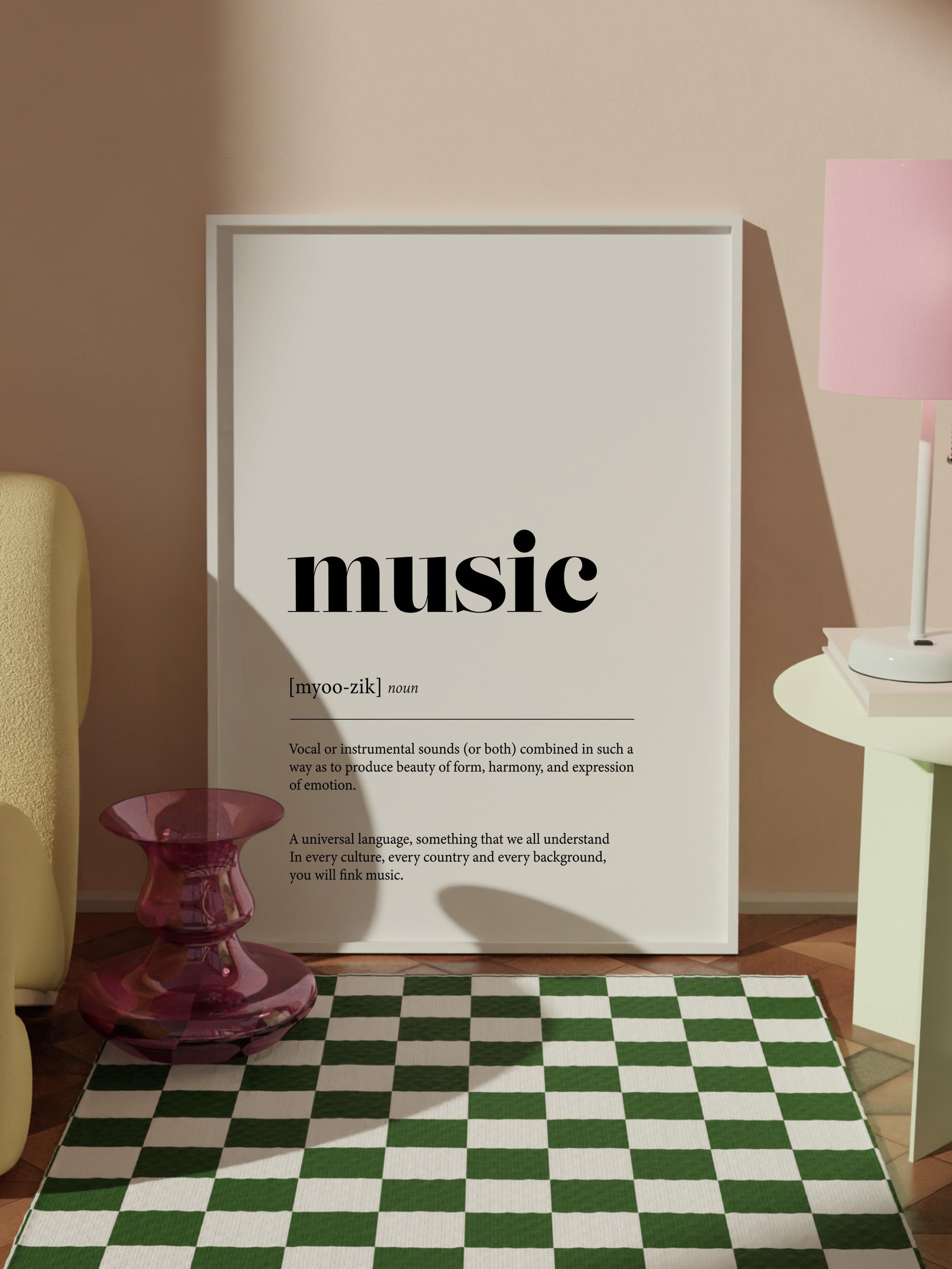 Music Çerçeveli Tablo, Beyaz Çerçeve ve Poster, Dikey Duvar Tablosu Comfort Serisi NO:108396