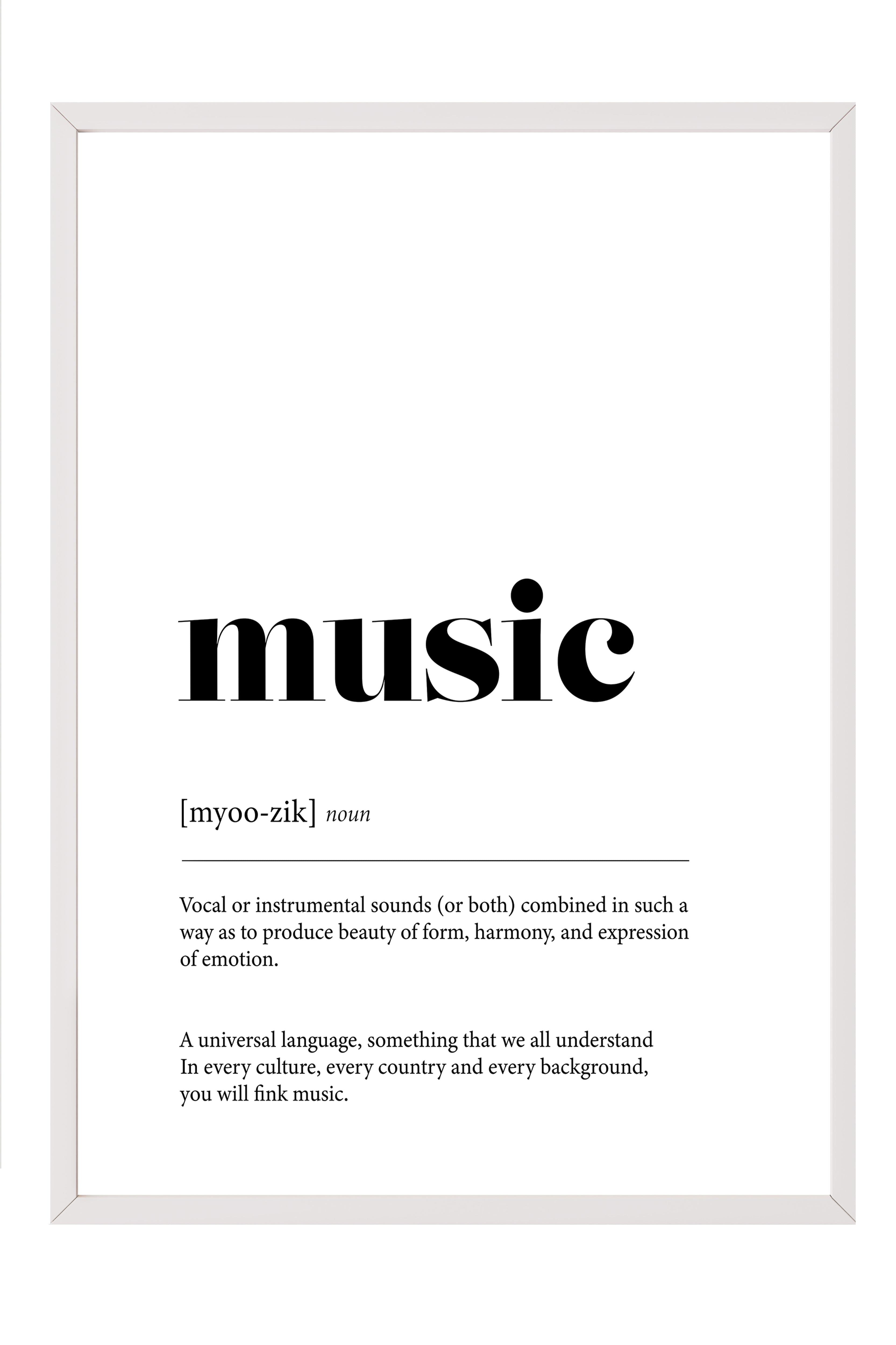 Music Çerçeveli Tablo, Beyaz Çerçeve ve Poster, Dikey Duvar Tablosu Comfort Serisi NO:108396