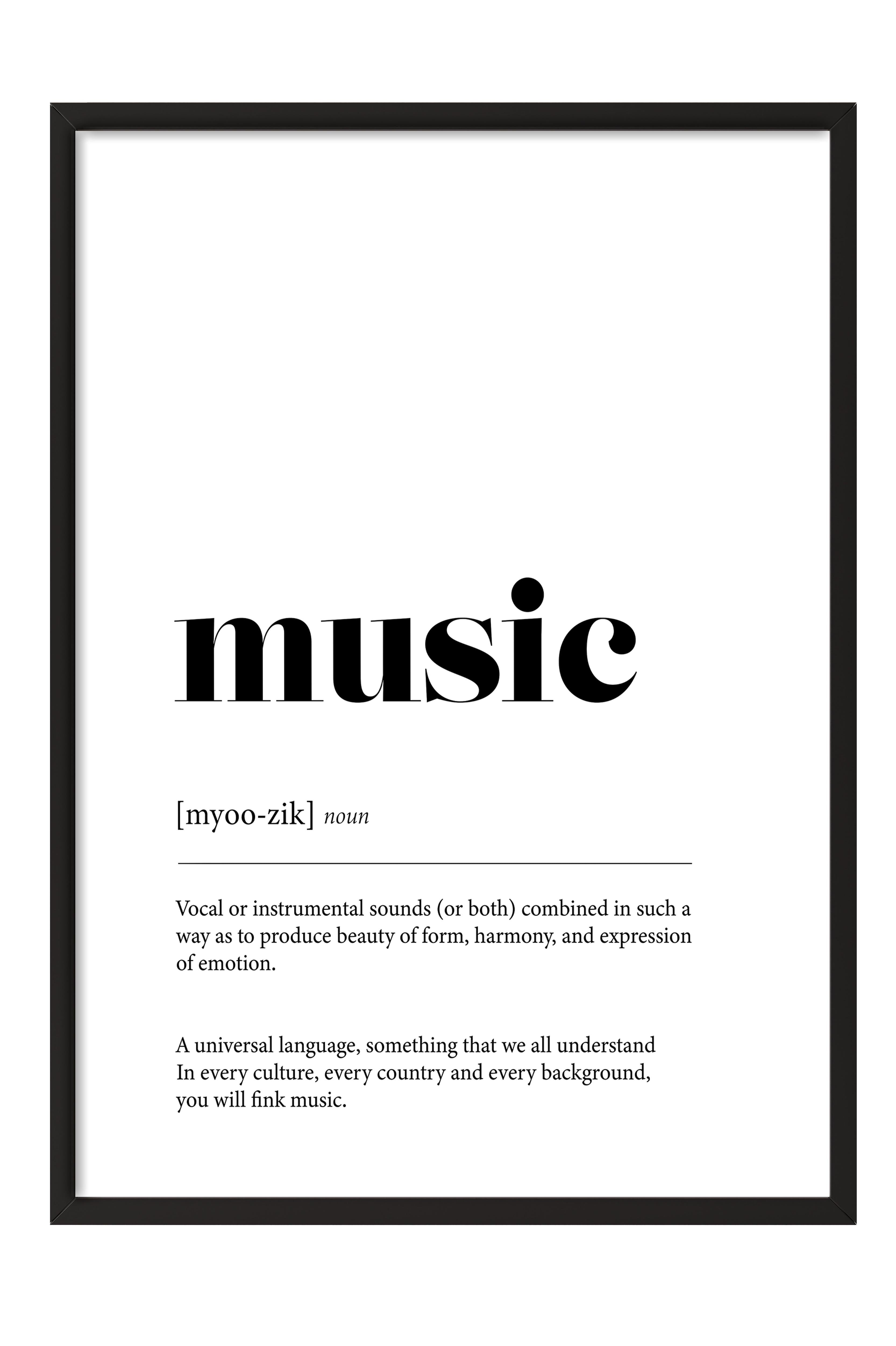 Music Çerçeveli Tablo, Siyah Çerçeve ve Poster, Dikey Duvar Tablosu Comfort Serisi NO:108396