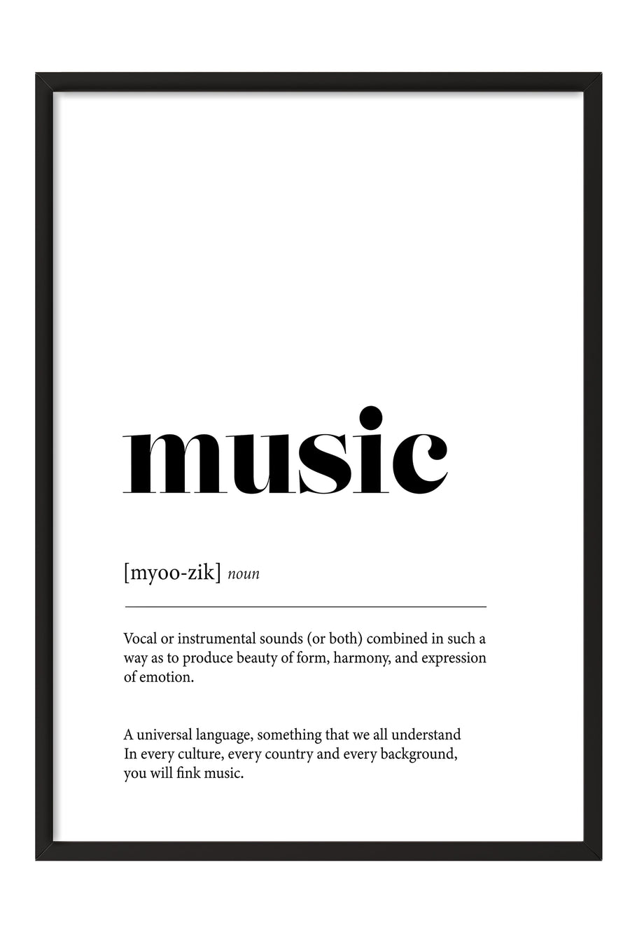Music Çerçeveli Tablo, Siyah Çerçeve ve Poster, Dikey Duvar Tablosu Comfort Serisi NO:108396