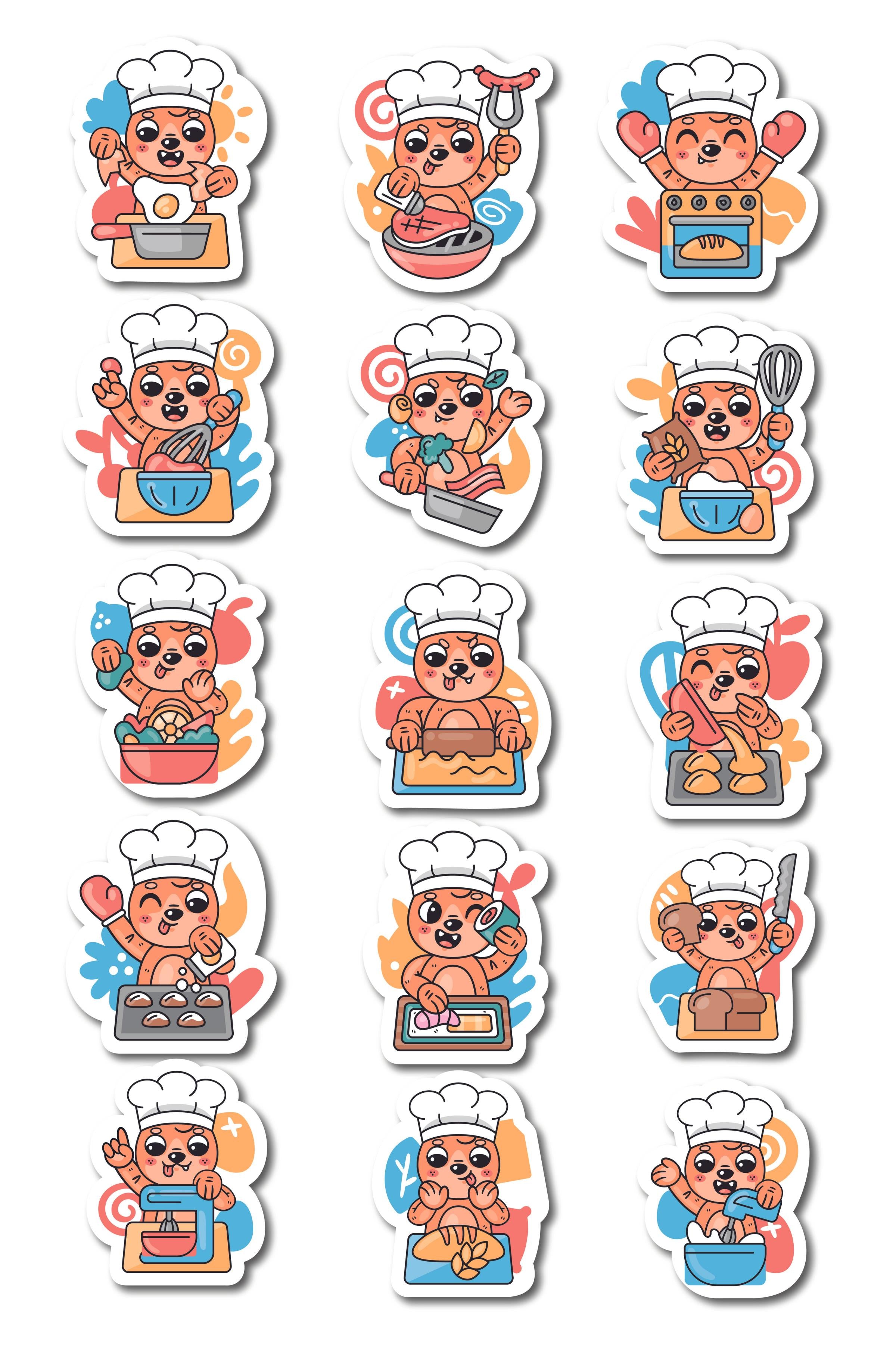 Mutfak Temalı Sticker ve Etiket Seti - Orta Boy - Su Geçirmez, Kalın Yapışkanlı Sticker Seti