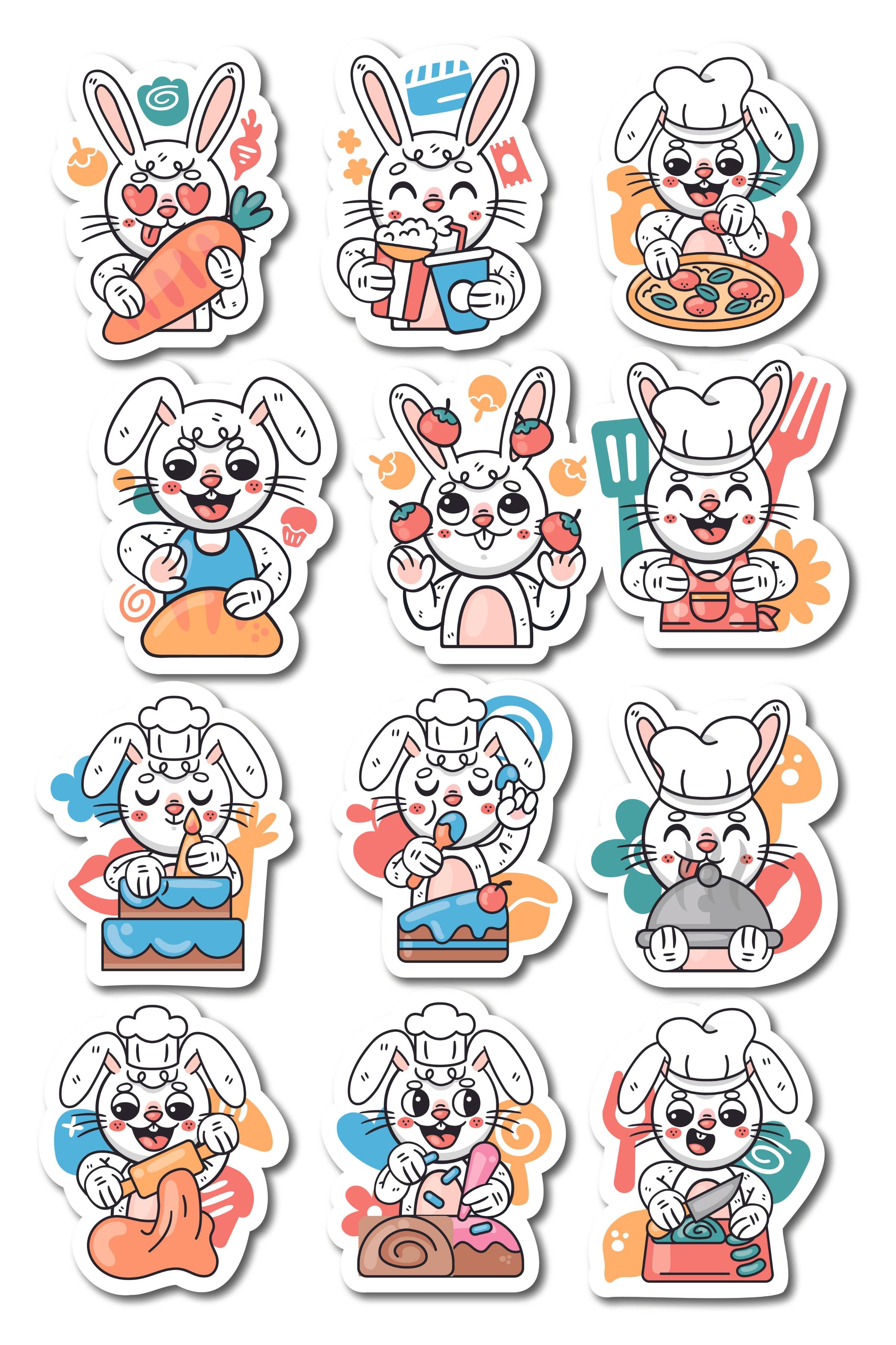Mutfak Temalı Sticker ve Etiket Seti - Orta Boy - Su Geçirmez, Kalın Yapışkanlı Sticker Seti