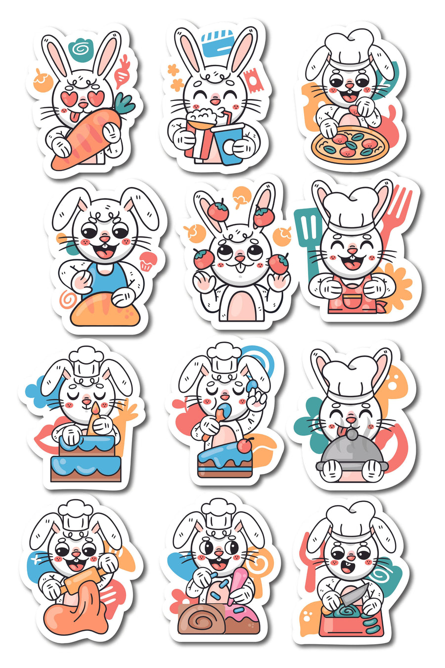 Mutfak Temalı Sticker ve Etiket Seti - Orta Boy - Su Geçirmez, Kalın Yapışkanlı Sticker Seti