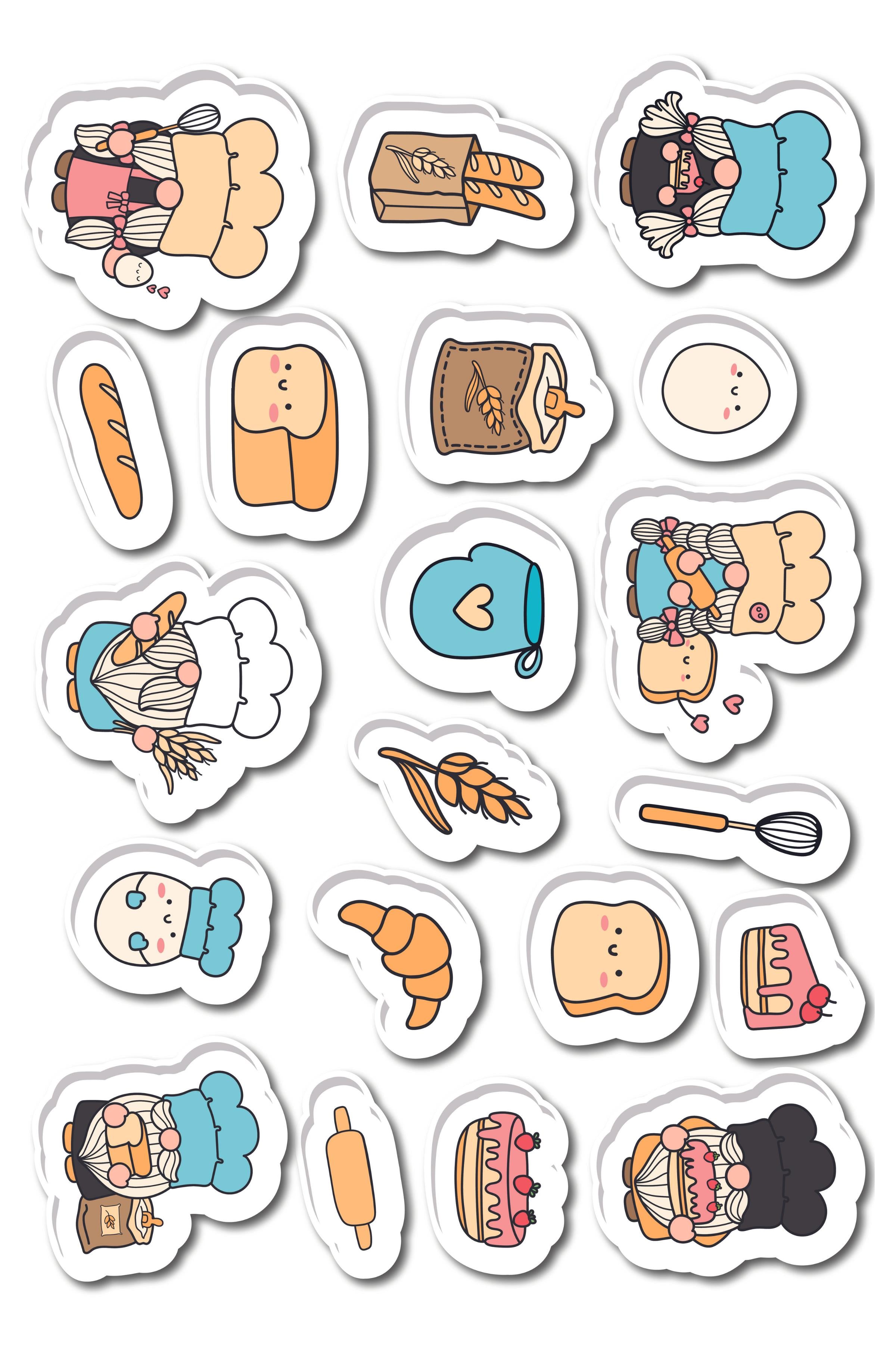 Mutfak Temalı Sticker ve Etiket Seti - Orta Boy - Su Geçirmez, Kalın Yapışkanlı Sticker Seti