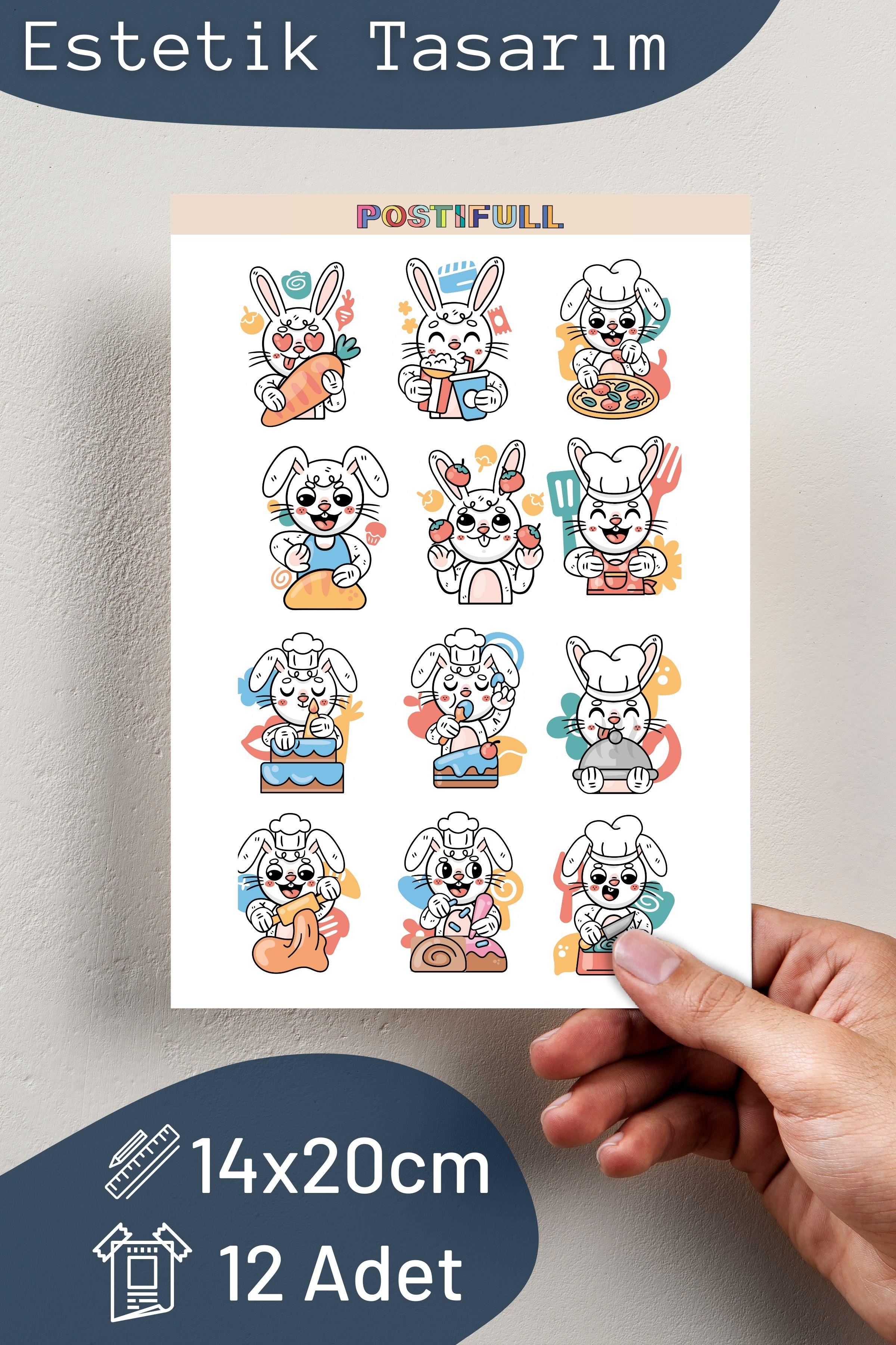 Mutfak Temalı Sticker ve Etiket Seti - Orta Boy - Su Geçirmez, Kalın Yapışkanlı Sticker Seti