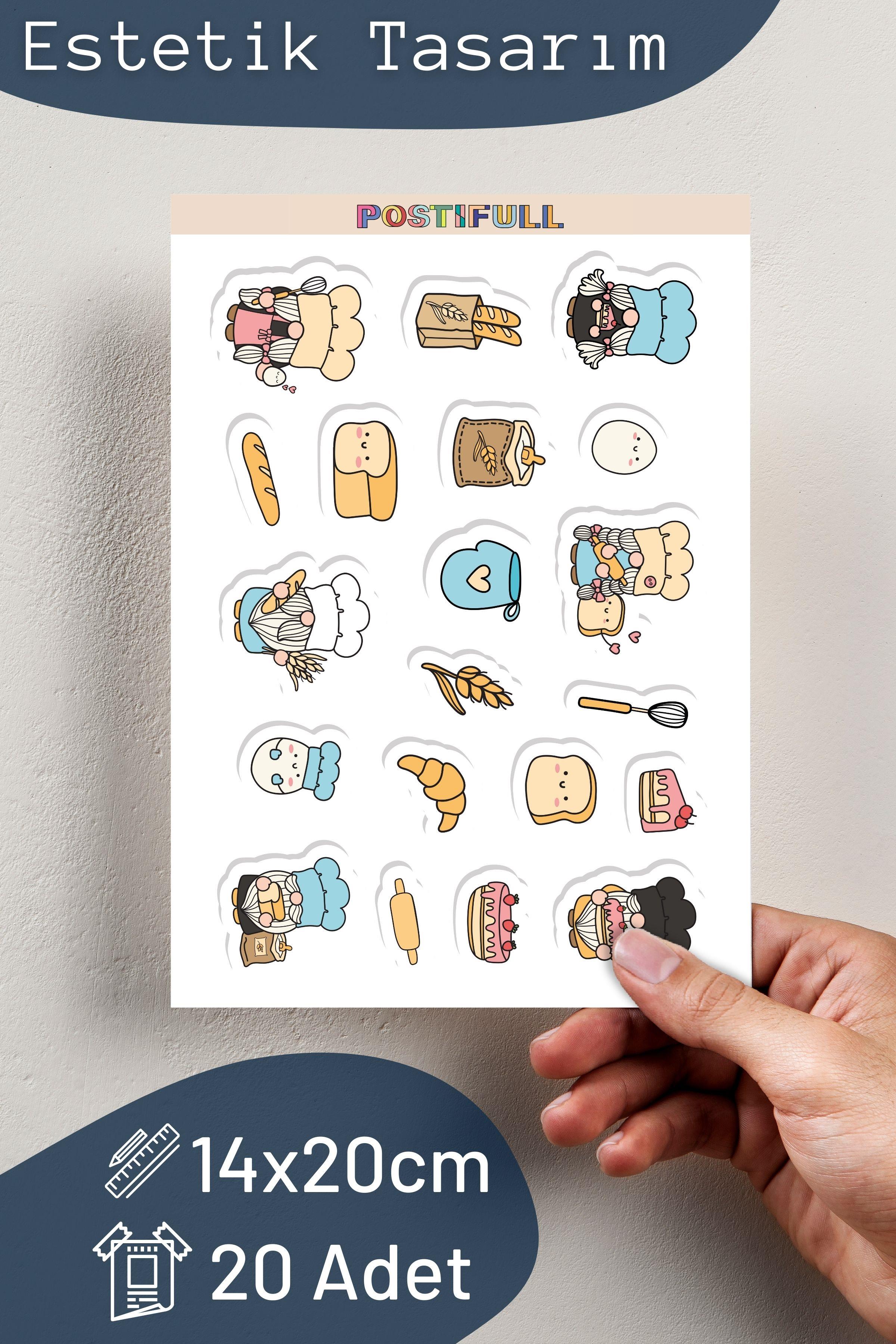 Mutfak Temalı Sticker ve Etiket Seti - Orta Boy - Su Geçirmez, Kalın Yapışkanlı Sticker Seti