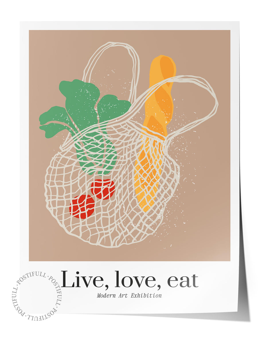 Live, love, eat Mutfak Temalı Çerçevesiz Poster