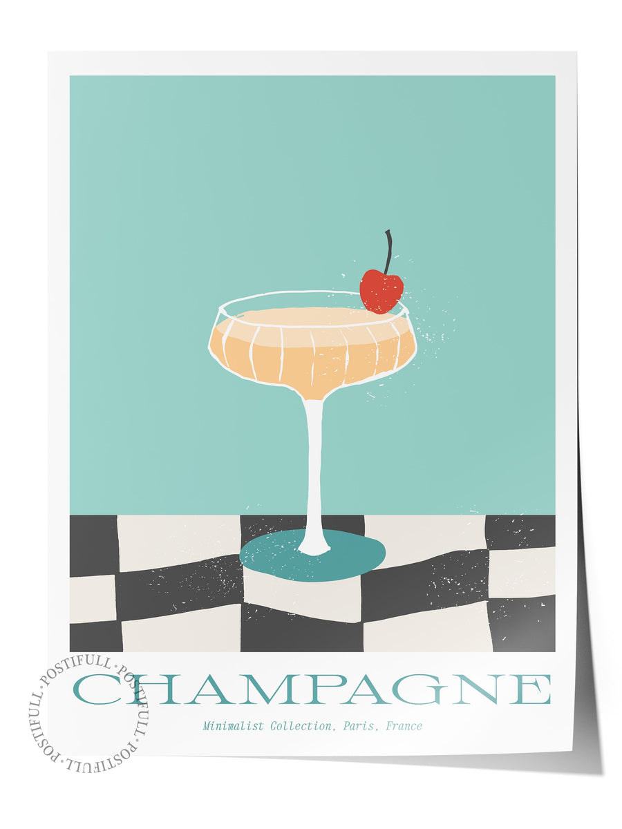 CHAMPAGNE Mutfak Temalı Çerçevesiz Poster