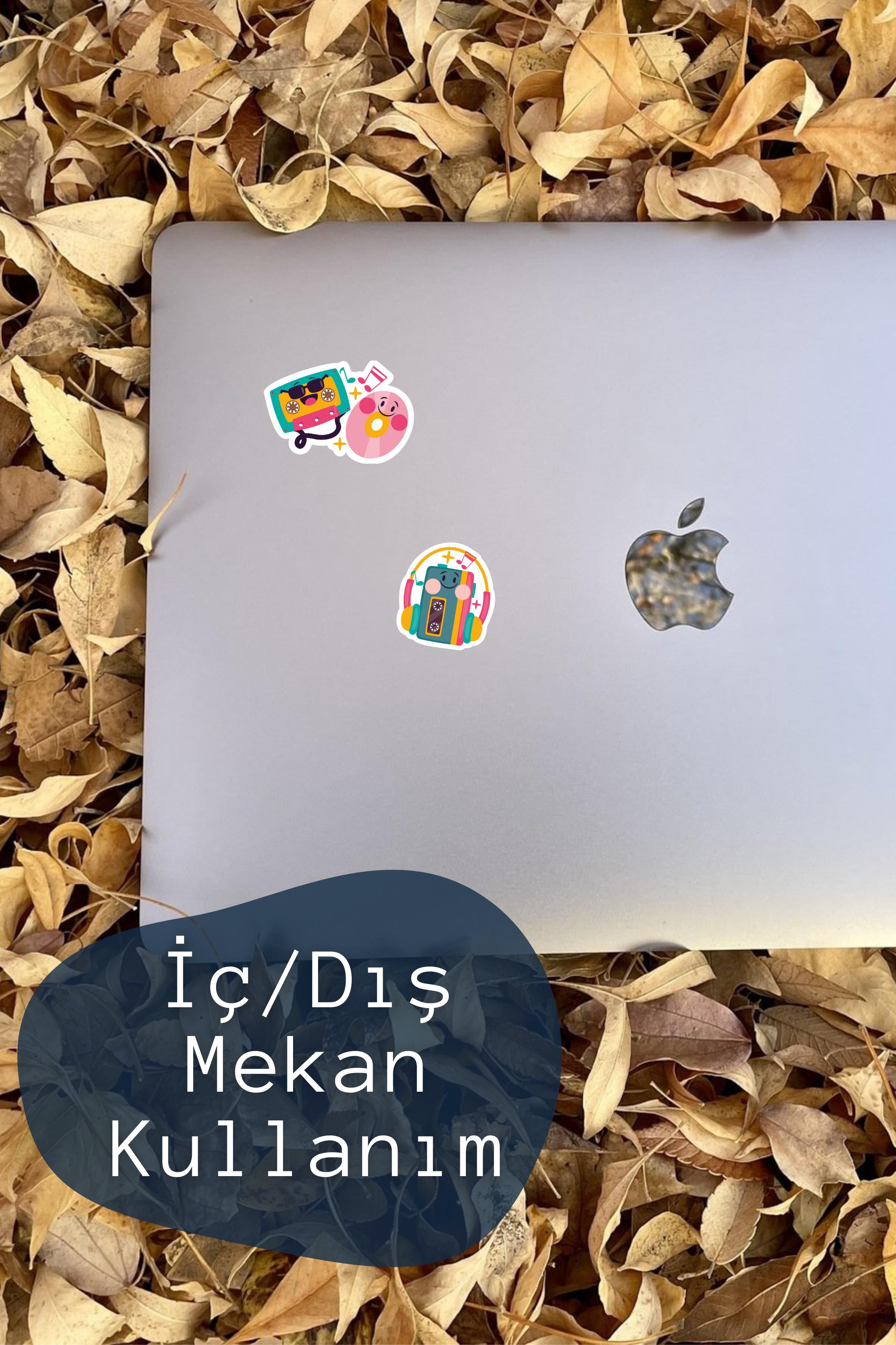 Müzik Temalı Sticker ve Etiket Seti - Orta Boy - Su Geçirmez, Kalın Yapışkanlı Sticker Seti