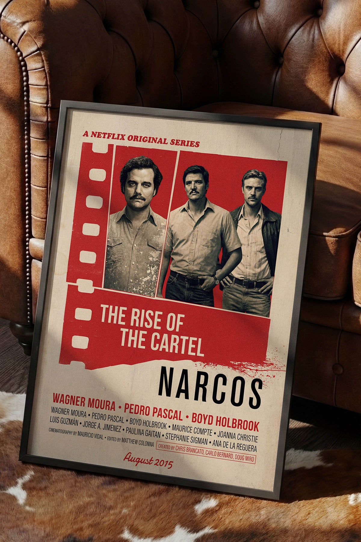 Narcos Siyah Çerçeveli Poster, Sinema ve Dizi Tablo, Film Dizi Afişleri NO:112865