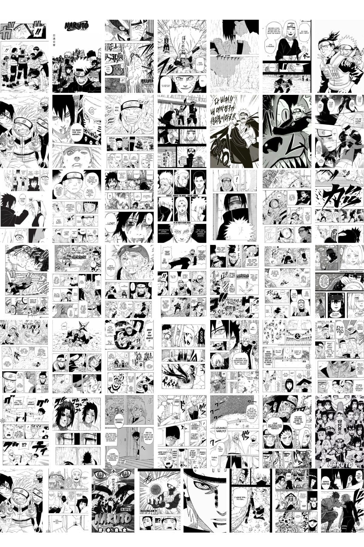 Naruto Poster Seti, Arkası Yapışkanlı 50 Adet Manga Ve Anime Poster Kolaj Seti, Kutulu Set