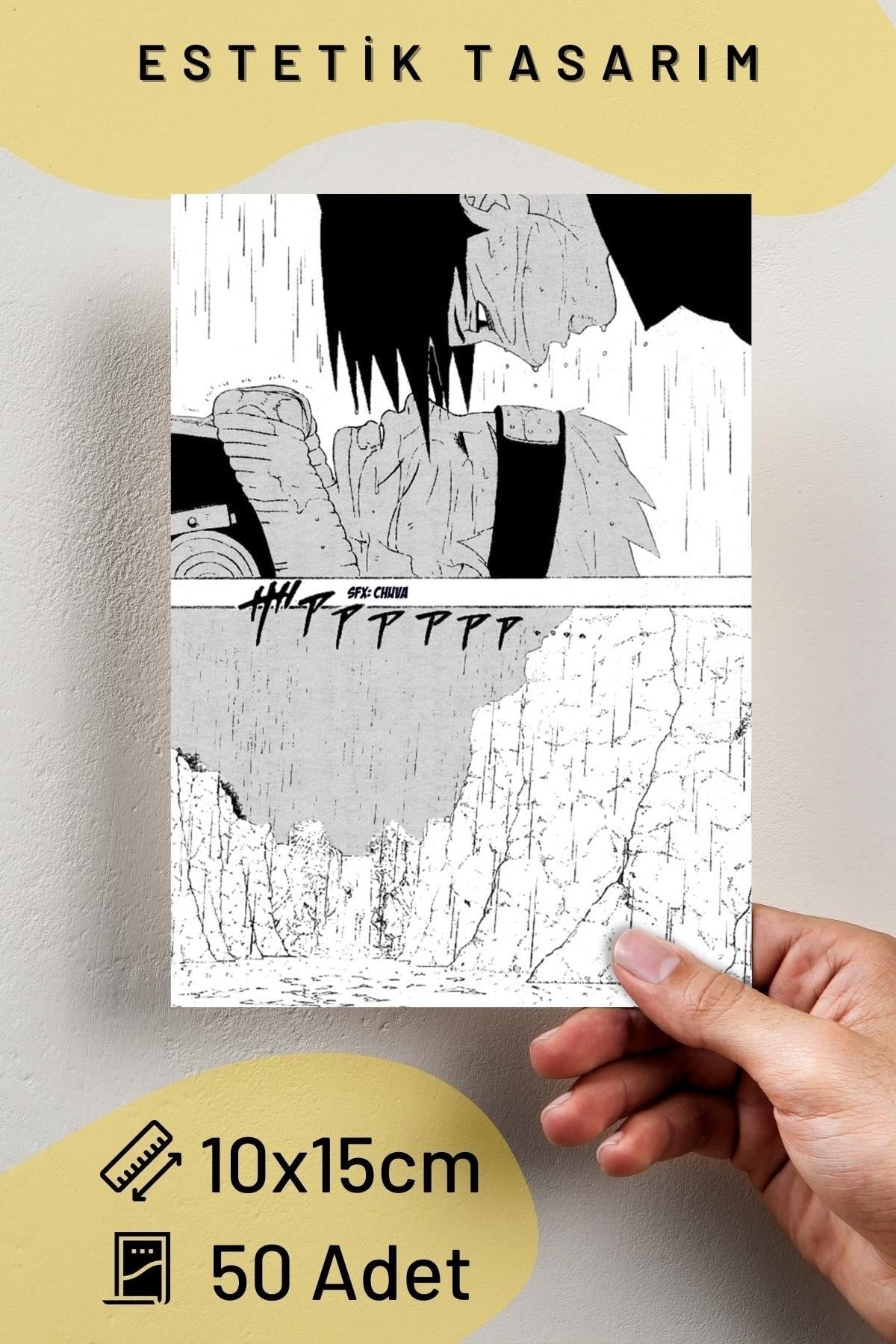 Naruto Poster Seti, Arkası Yapışkanlı 50 Adet Manga Ve Anime Poster Kolaj Seti, Kutulu Set