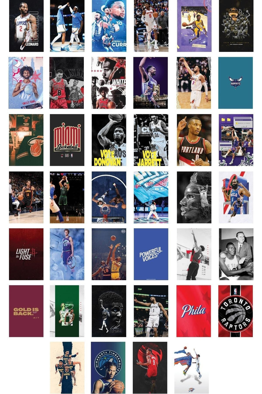 NBA Kolaj Seti, NBA Poster Seti, Spor Duvar Posteri Seti Bant Hediyeli - 40 Adet 10*15cm