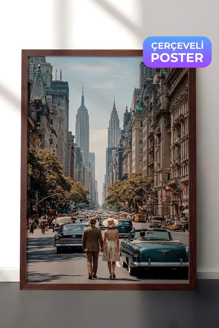 Şehir Manzarası Old Money Tasarımlar Poster – Kahverengi Çerçeveli Tablo
