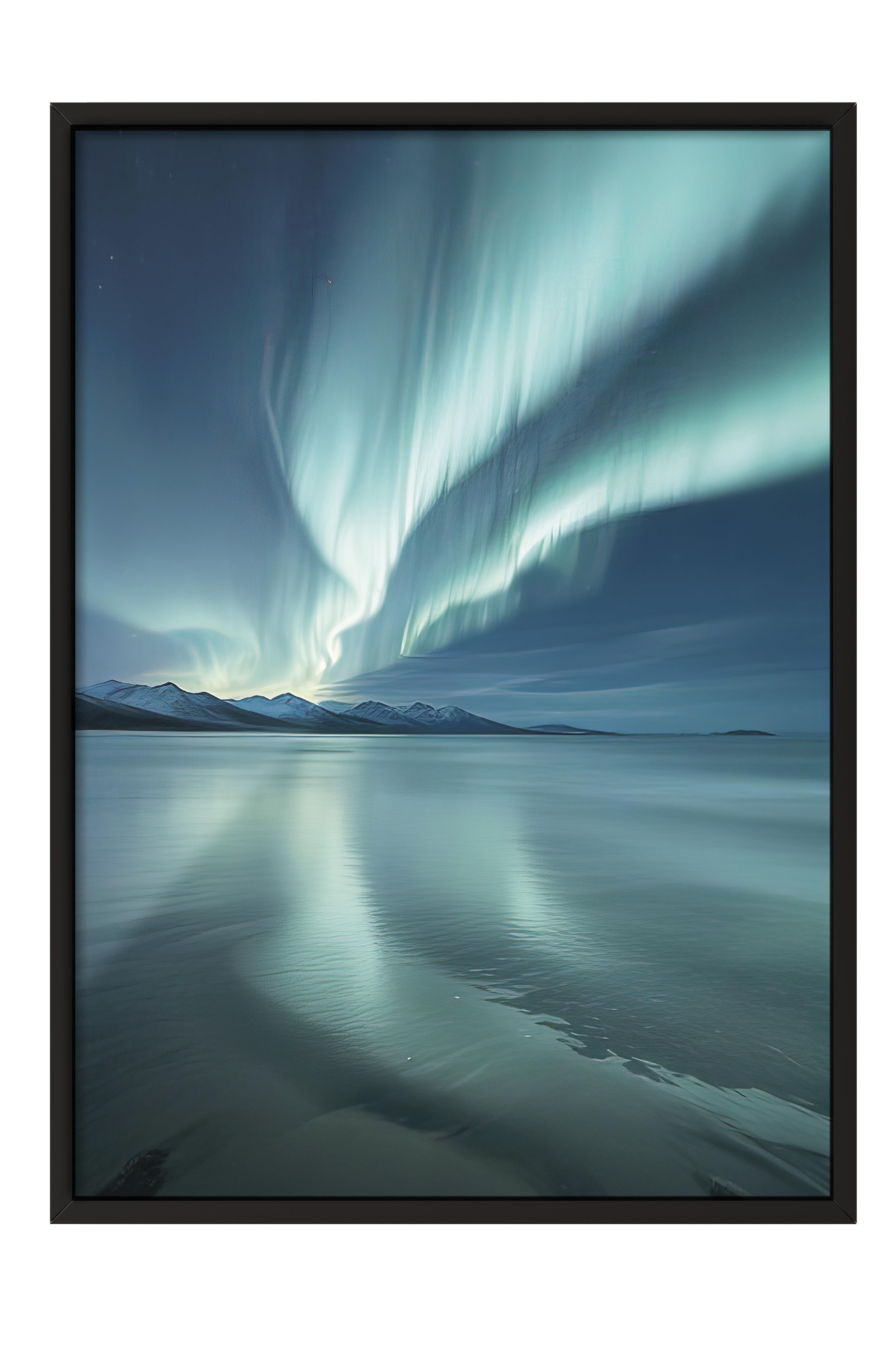 Northern Lights  Çerçeveli Tablo, Siyah Çerçeve ve Poster, Duvar Tablosu Comfort Serisi NO:108366