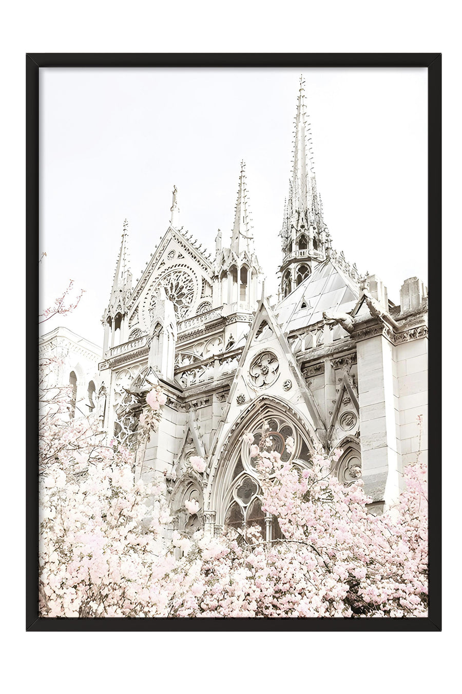 Çiçek Açan Katedral Comfort Serisi Poster – Siyah Çerçeveli Tablo
