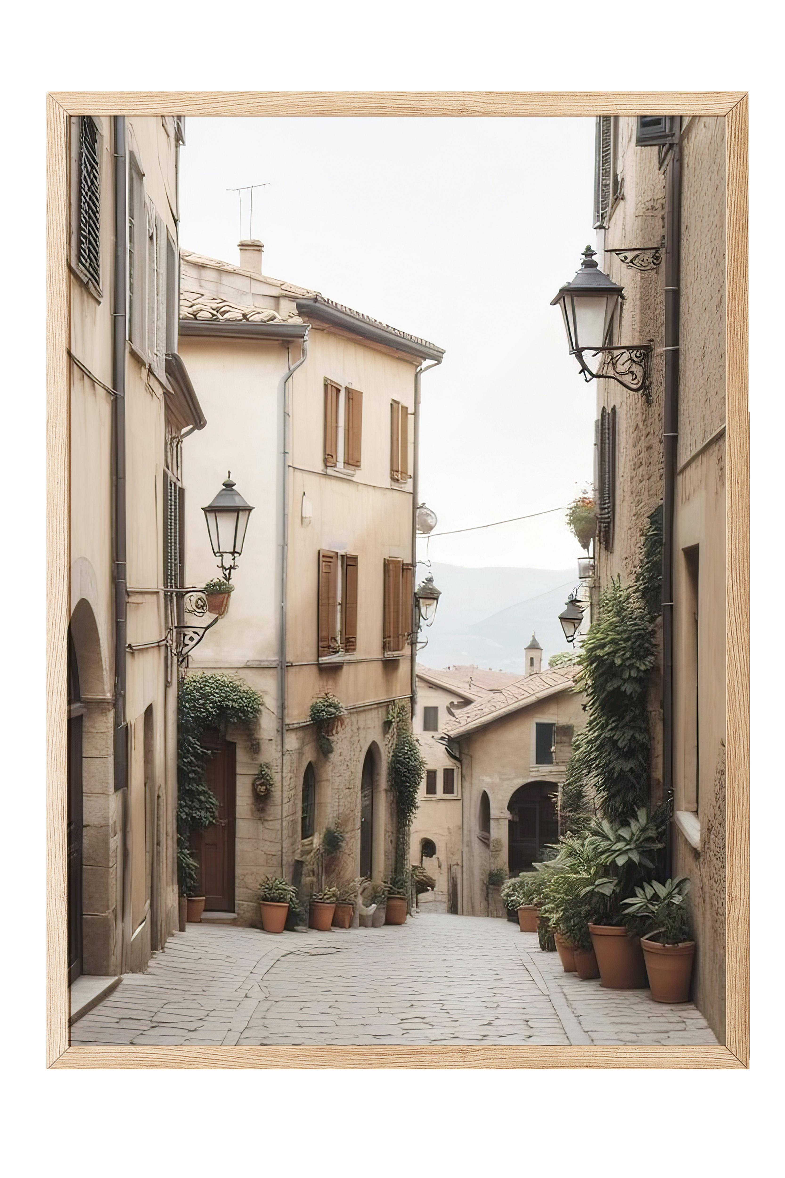 Old Town Italy Çerçeveli Tablo, Ahşap Çerçeve ve Poster, Duvar Tablosu Comfort Serisi NO:108324