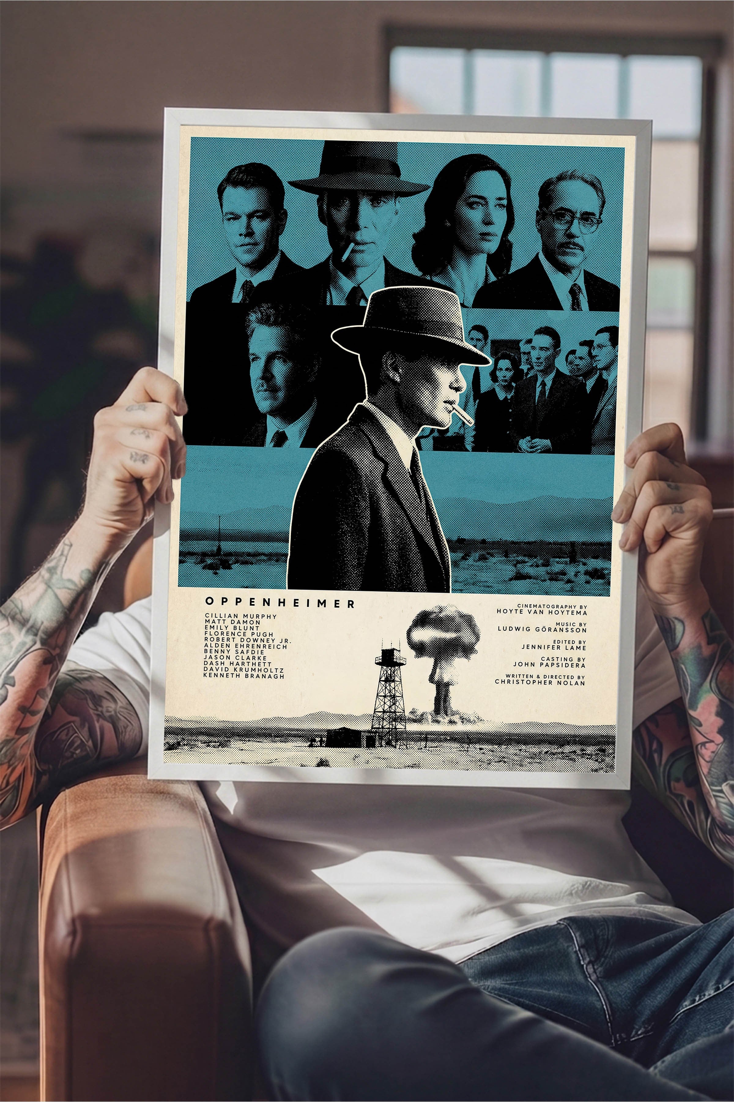 Oppenheimer Beyaz Çerçeveli Poster, Sinema ve Dizi Tablo, Film Dizi Afişleri NO:112813