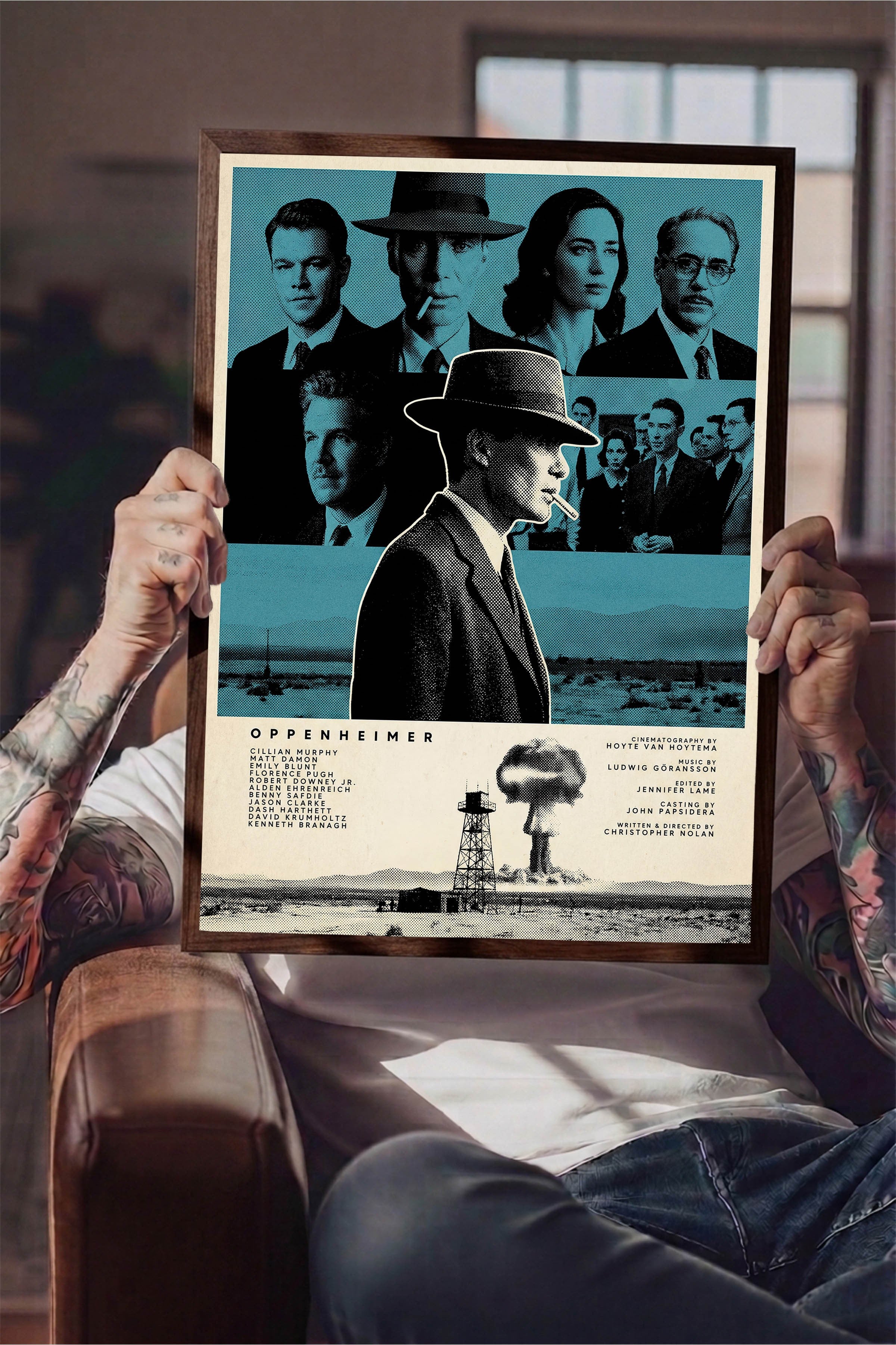 Oppenheimer Kahverengi Çerçeveli Poster, Sinema ve Dizi Tablo, Film Dizi Afişleri NO:112813
