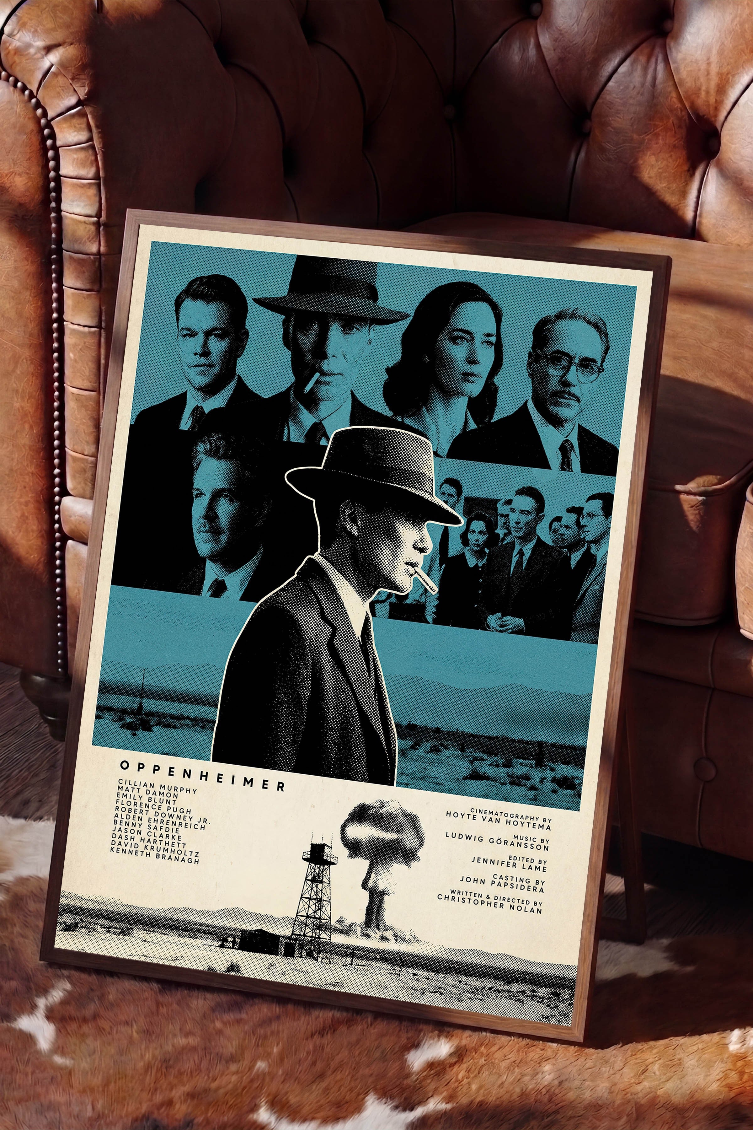 Oppenheimer Kahverengi Çerçeveli Poster, Sinema ve Dizi Tablo, Film Dizi Afişleri NO:112813