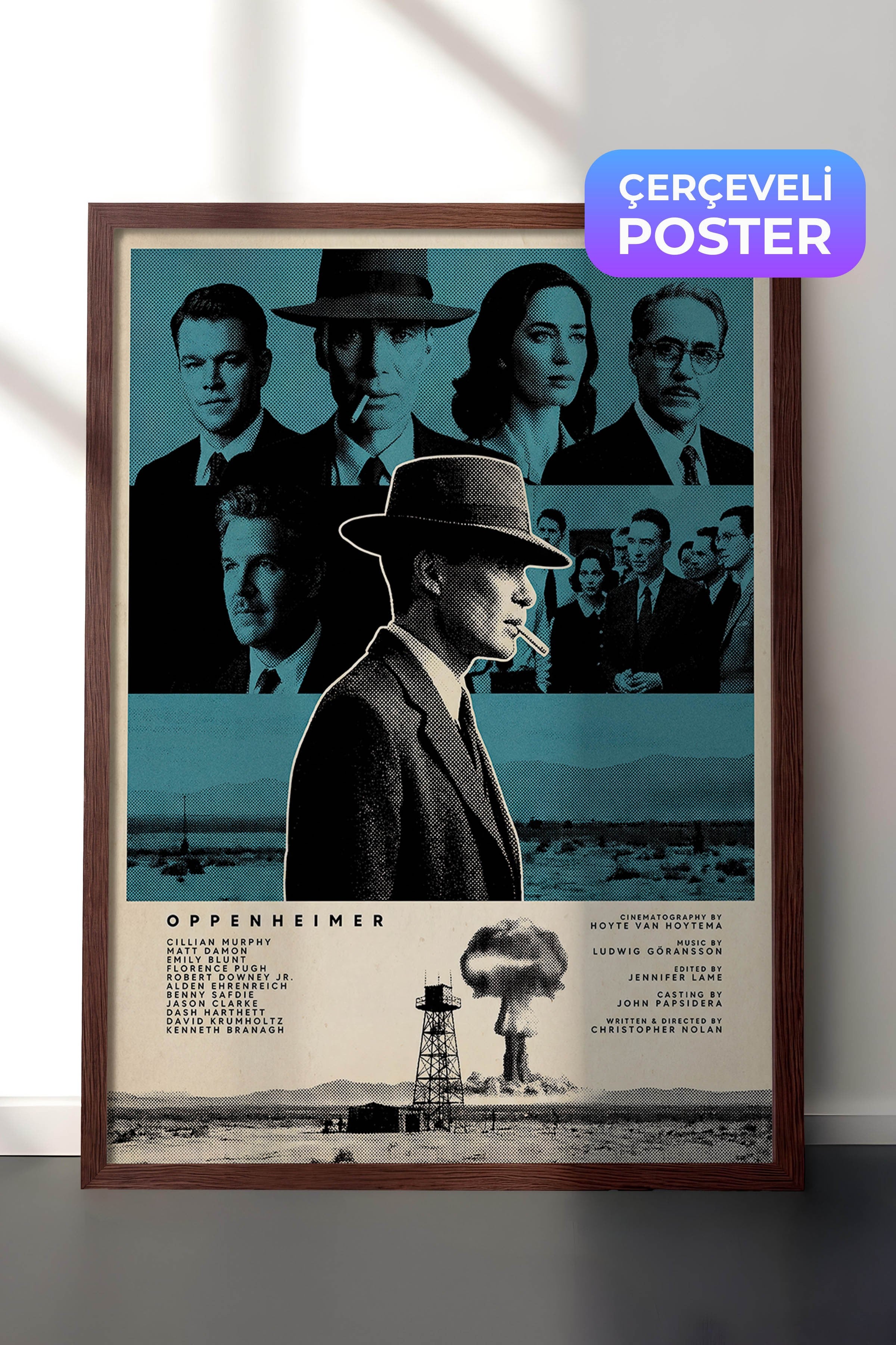 Oppenheimer Kahverengi Çerçeveli Poster, Sinema ve Dizi Tablo, Film Dizi Afişleri NO:112813