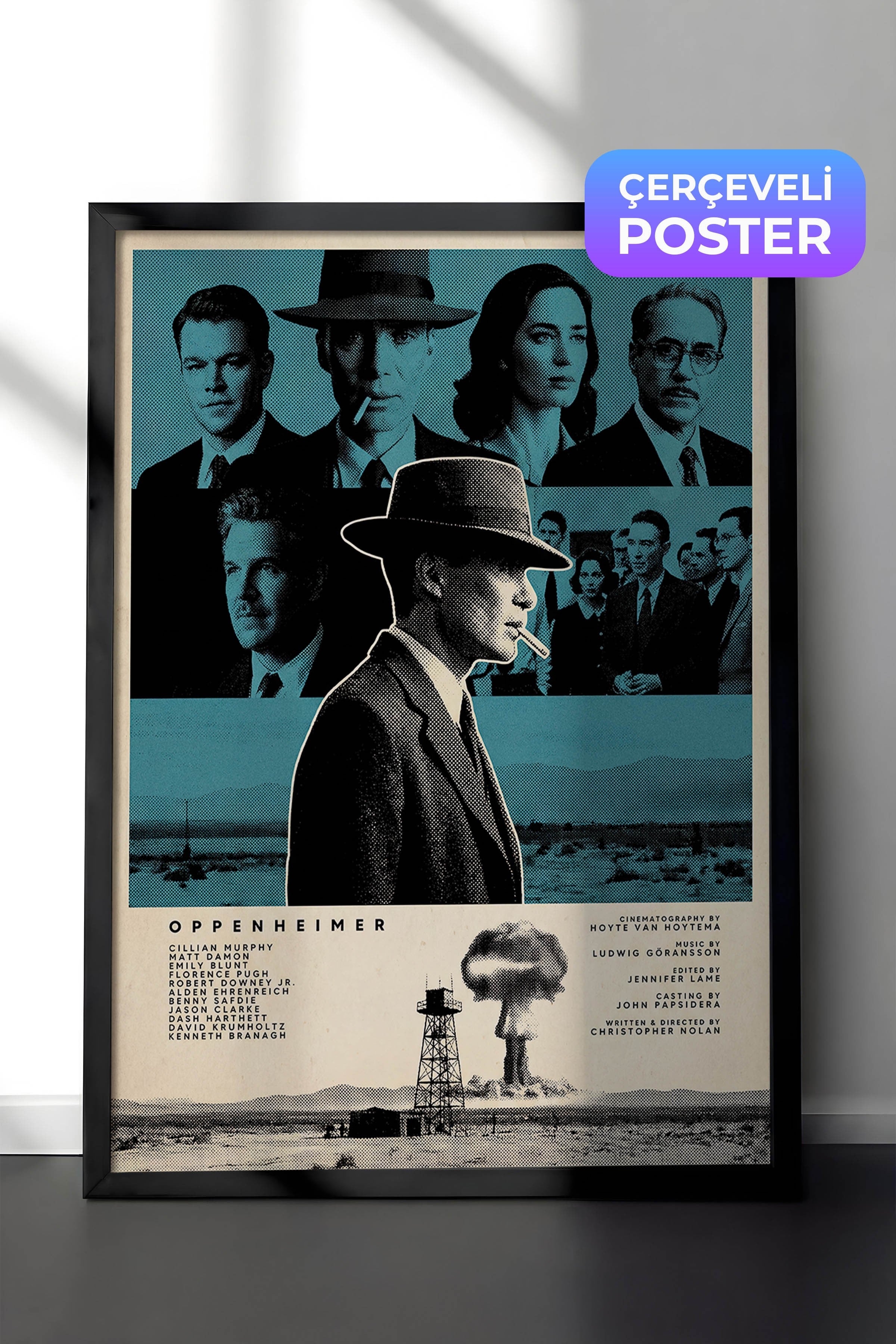 Oppenheimer Siyah Çerçeveli Poster, Sinema ve Dizi Tablo, Film Dizi Afişleri NO:112813