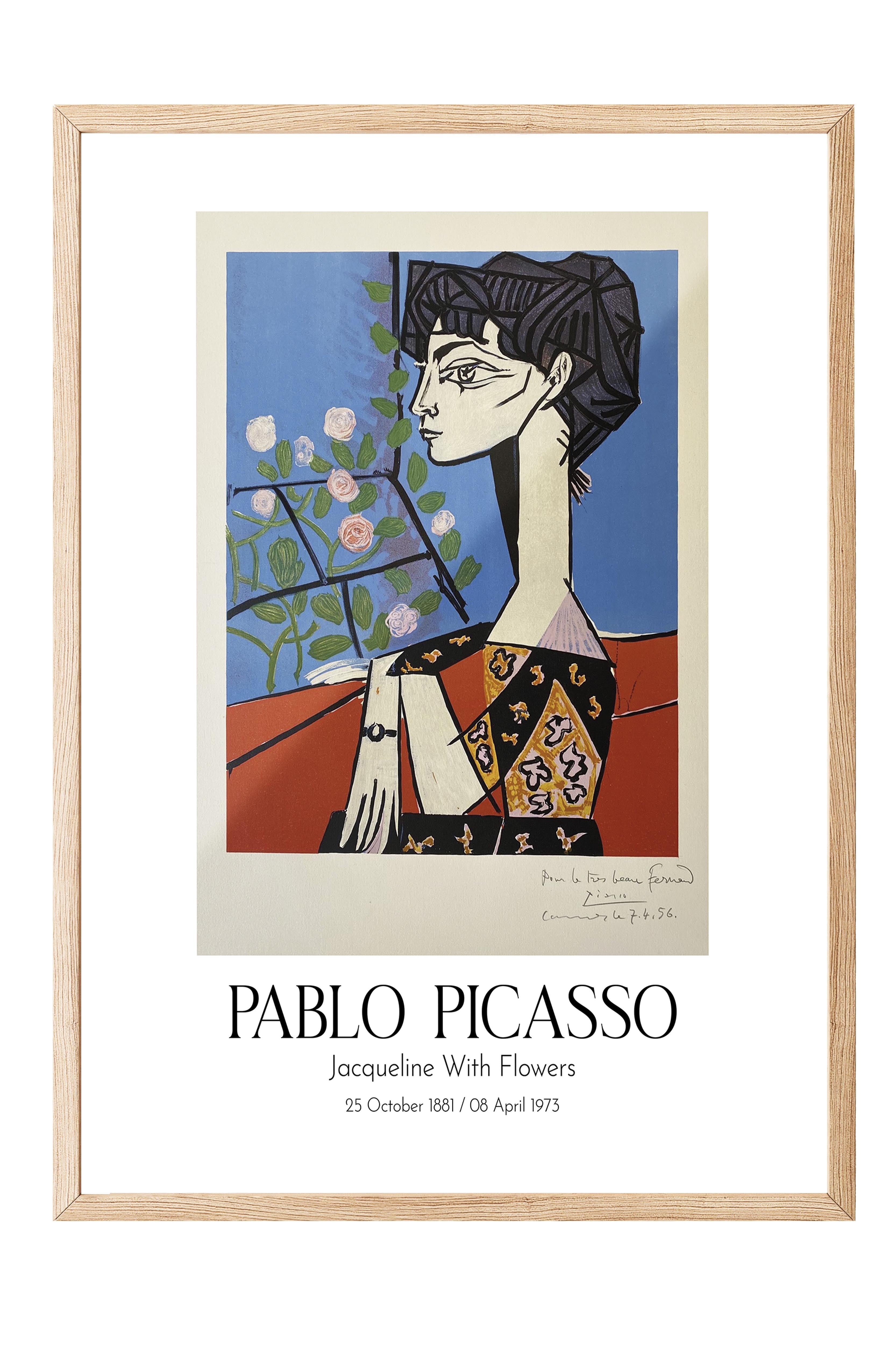 Pablo Picasso - Jacqueline With Flowers, Ahşap Çerçeveli Tablo, Sanat Serisi NO:112497