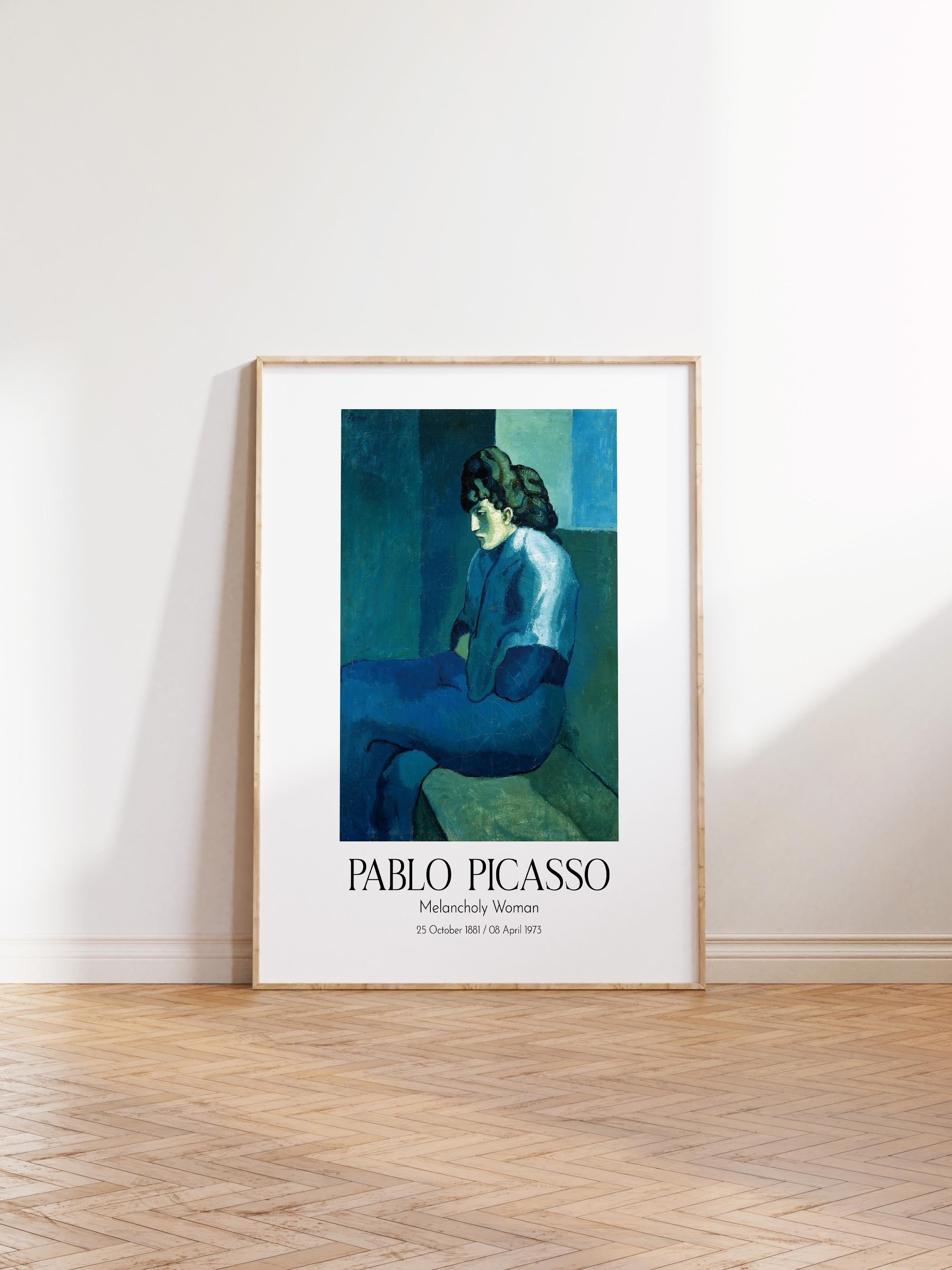 Pablo Picasso - Melancholy Woman, Ahşap Çerçeveli Tablo, Sanat Serisi NO:112498