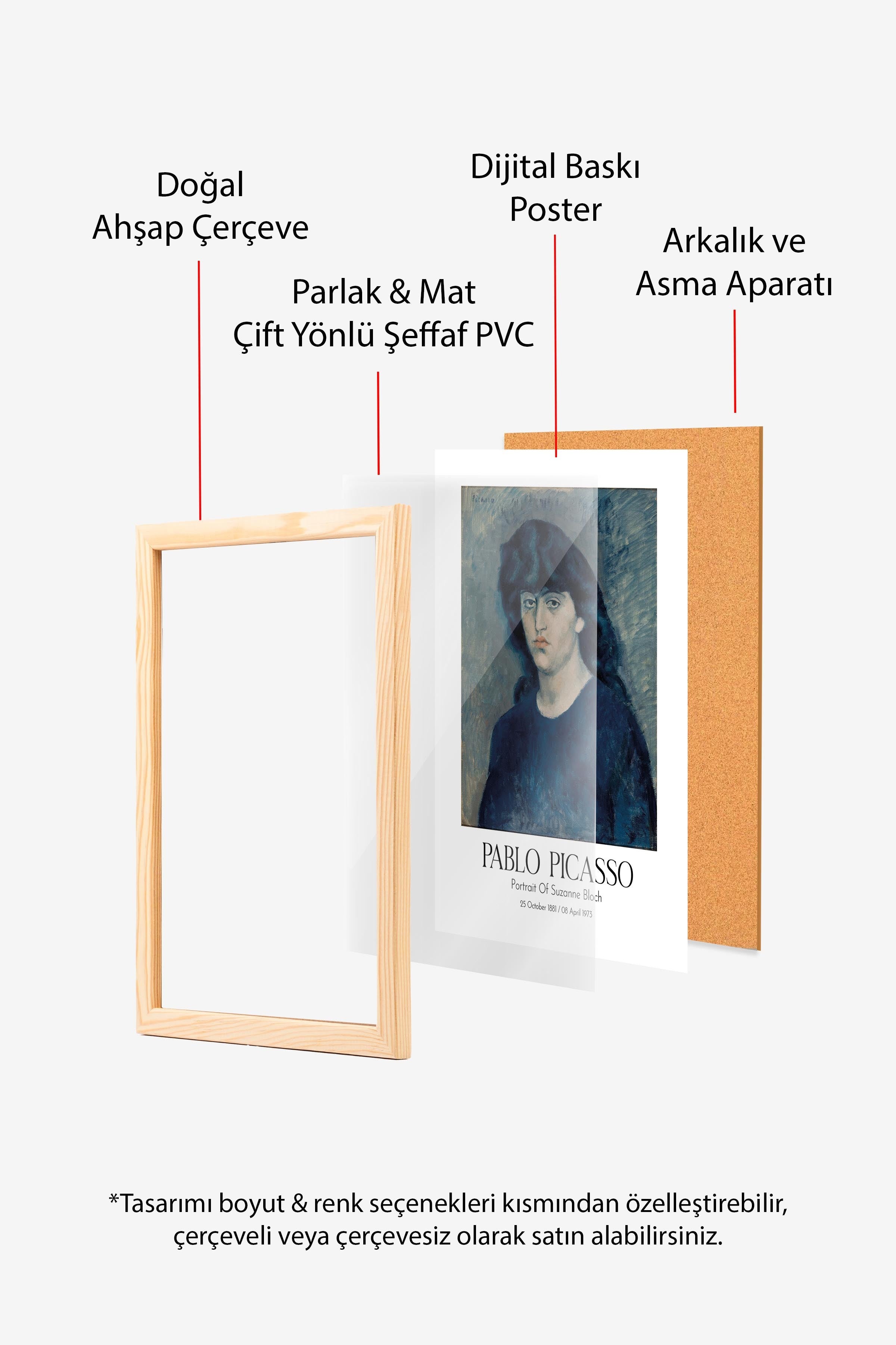 Pablo Picasso - Portrait Of Suzanne Bloch, Ahşap Çerçeveli Tablo, Sanat Serisi NO:112499