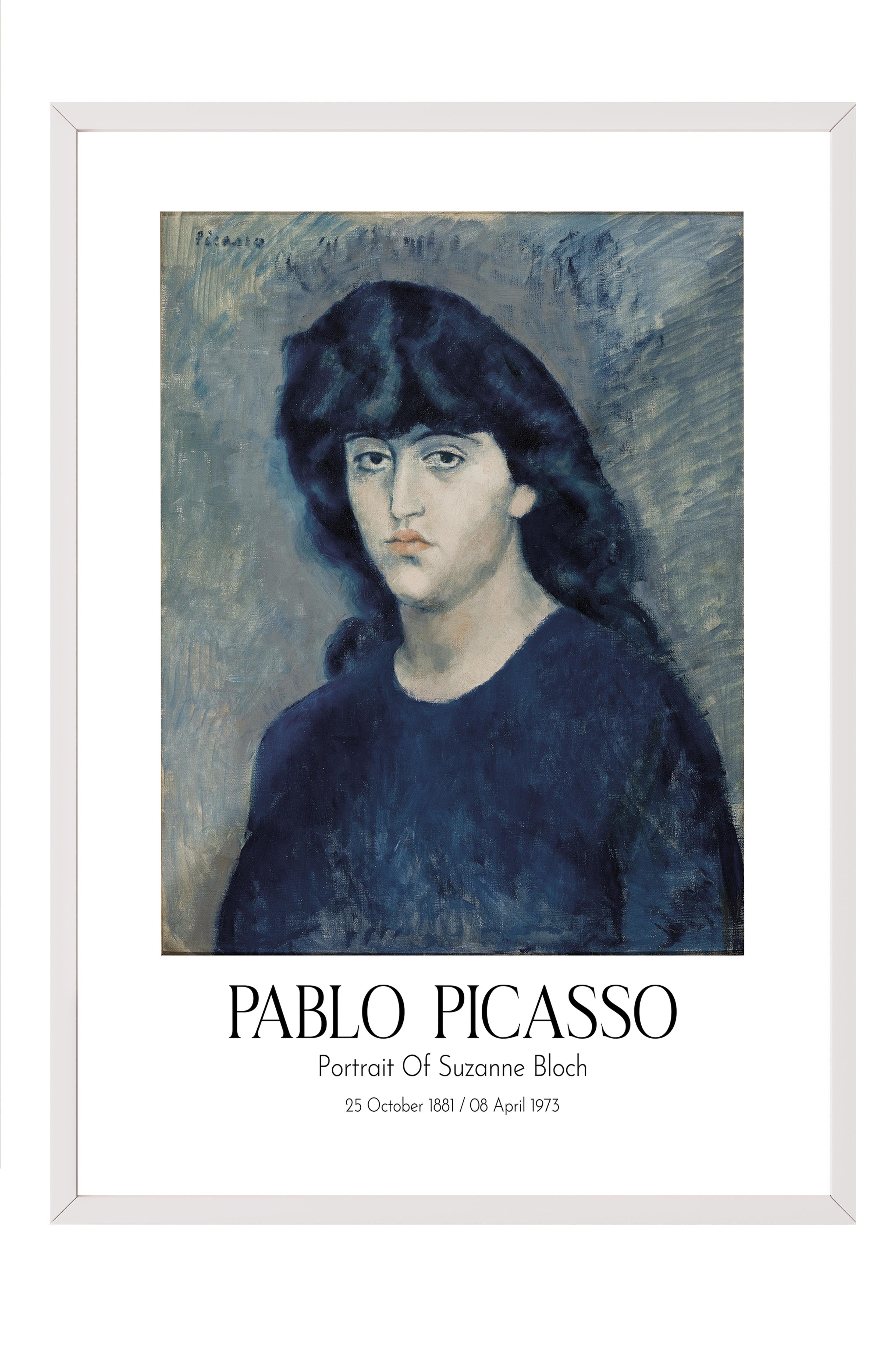 Pablo Picasso - Portrait Of Suzanne Bloch, Beyaz Çerçeveli Tablo, Sanat Serisi NO:112499